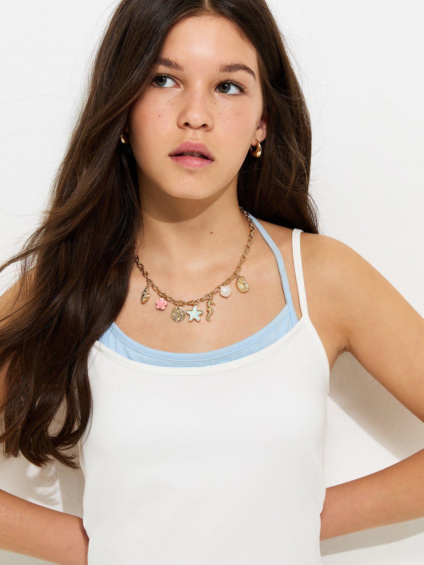 Image 4 of 4 of New Look 915 Girls 2-in-1 Jersey Halter Neck Top - White/Blue