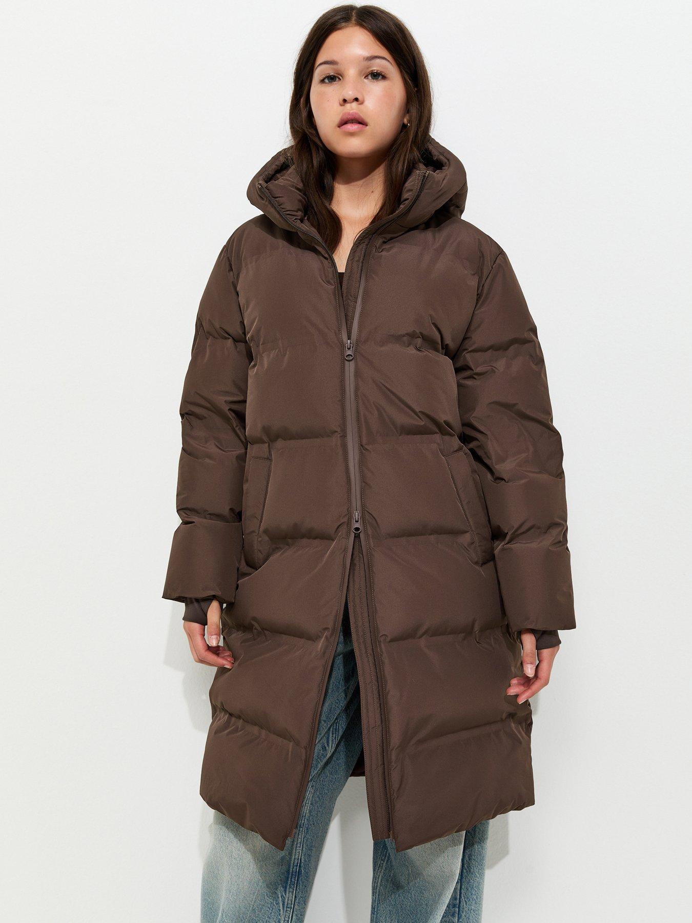 New Look 915 Dark Brown Mid Length Padded Coat