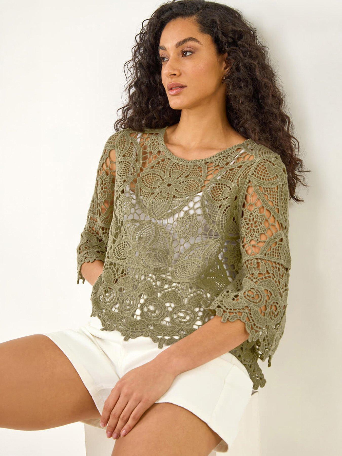 Roman Dusk Floral Crochet Top