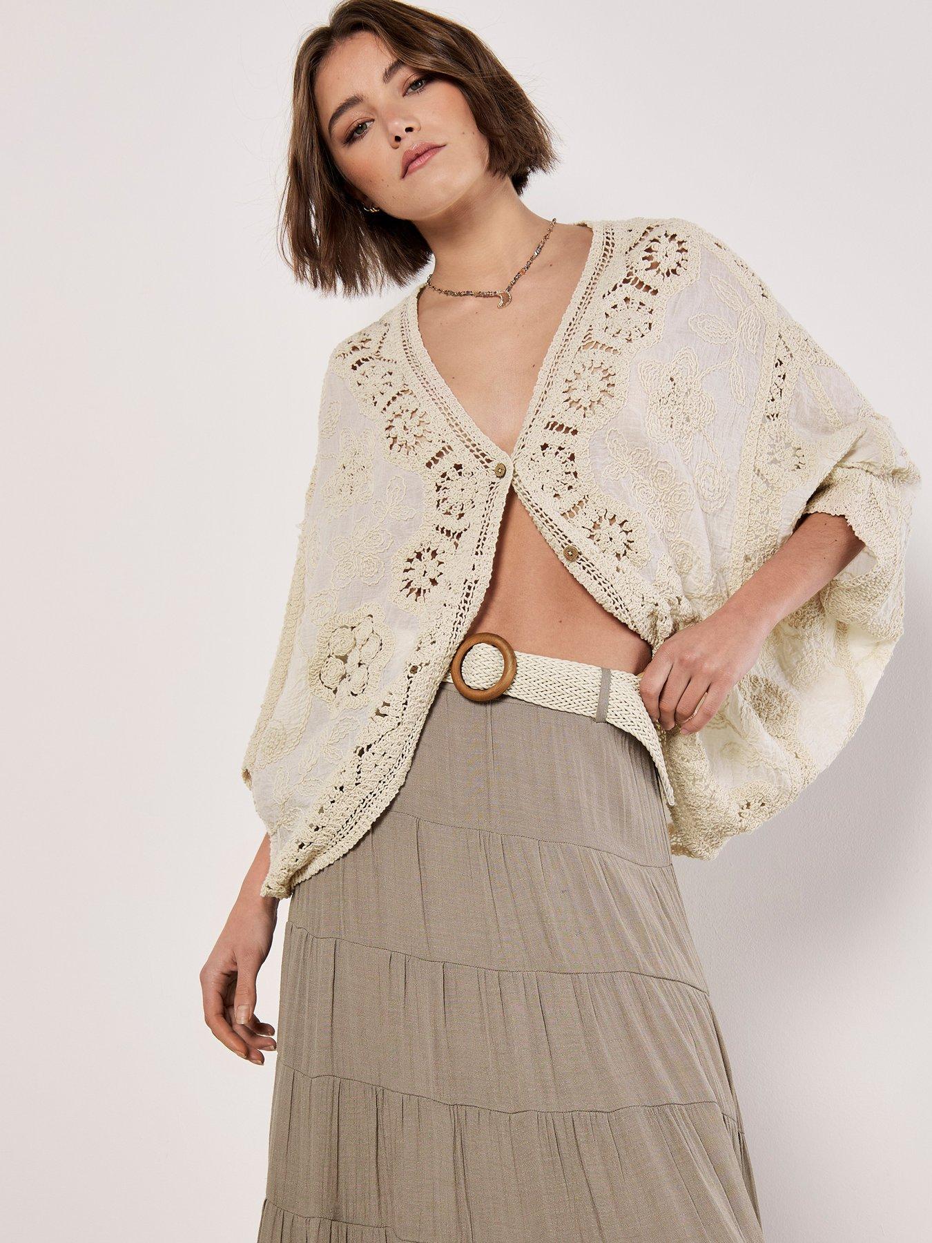 Image 4 of 5 of Apricot Multi Tier Slub Shimmer Skirt