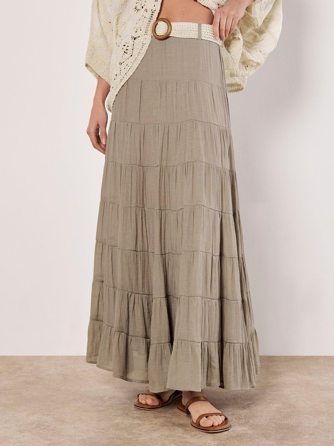 Image 5 of 5 of Apricot Multi Tier Slub Shimmer Skirt