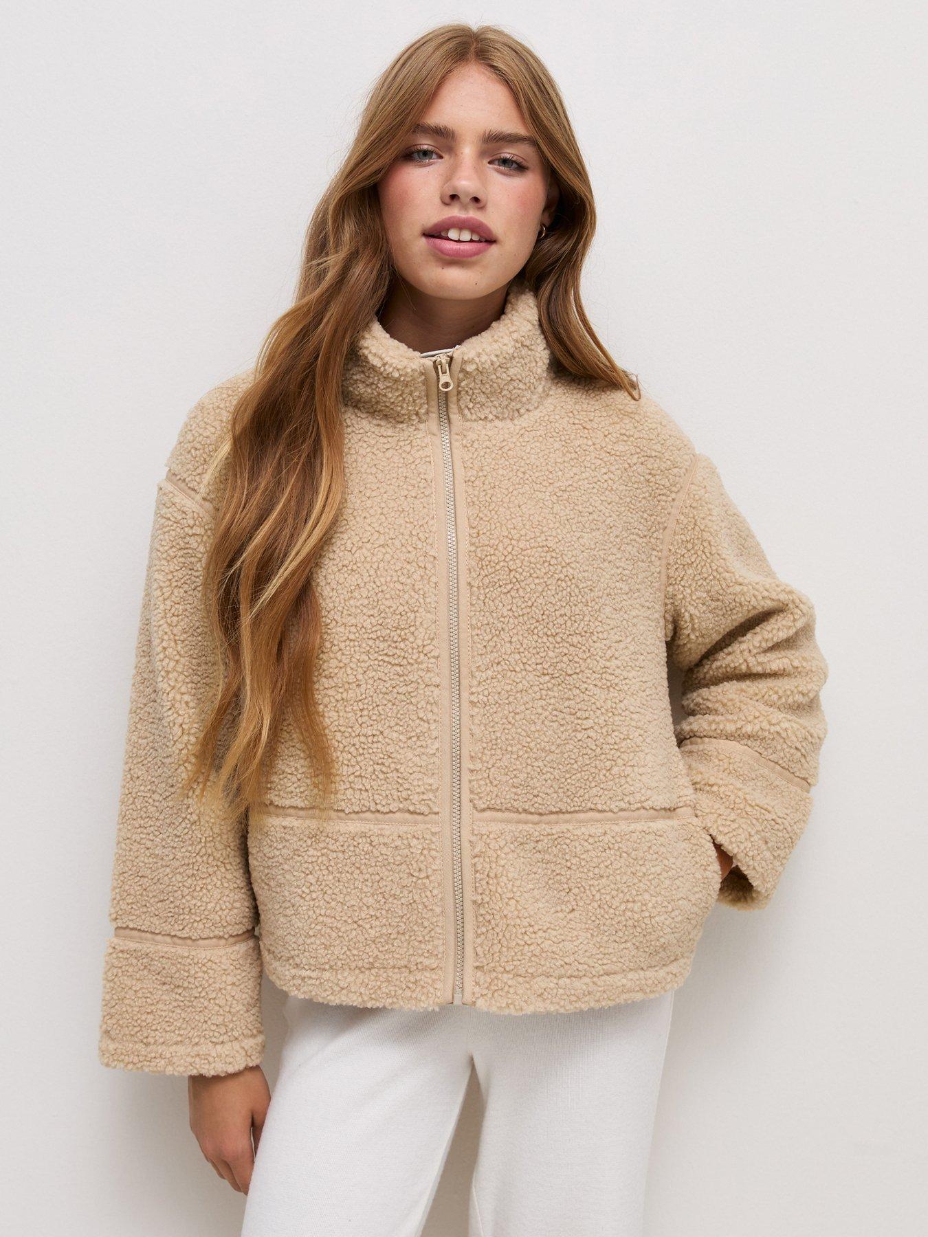 New Look 915 Girls Stone Oversized Borg Texture Jacket