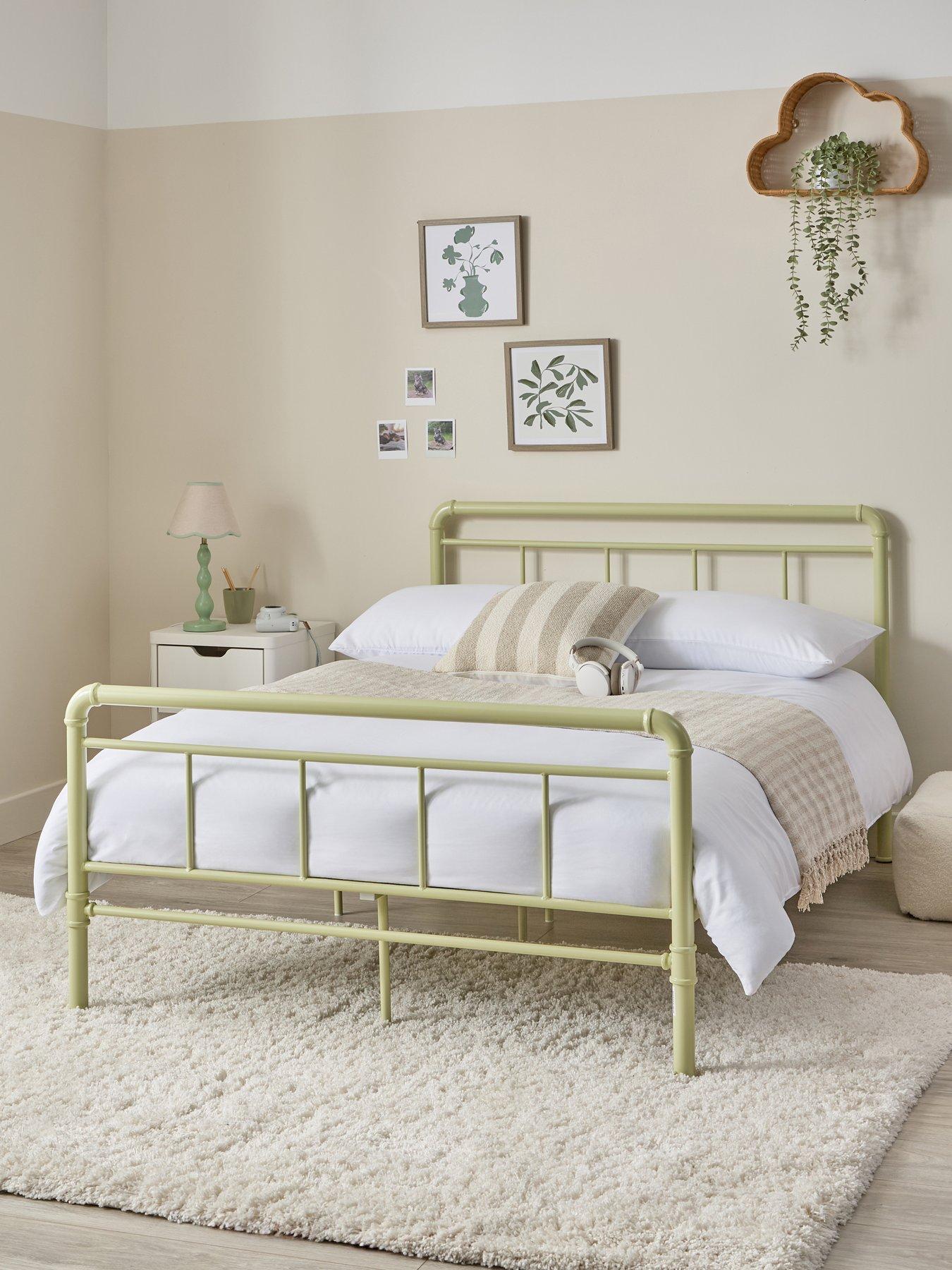 The Very Collection Freddie Metal Small Double Bed Frame with Mattress Options (Buy  &  SAVE!) - Sage Green