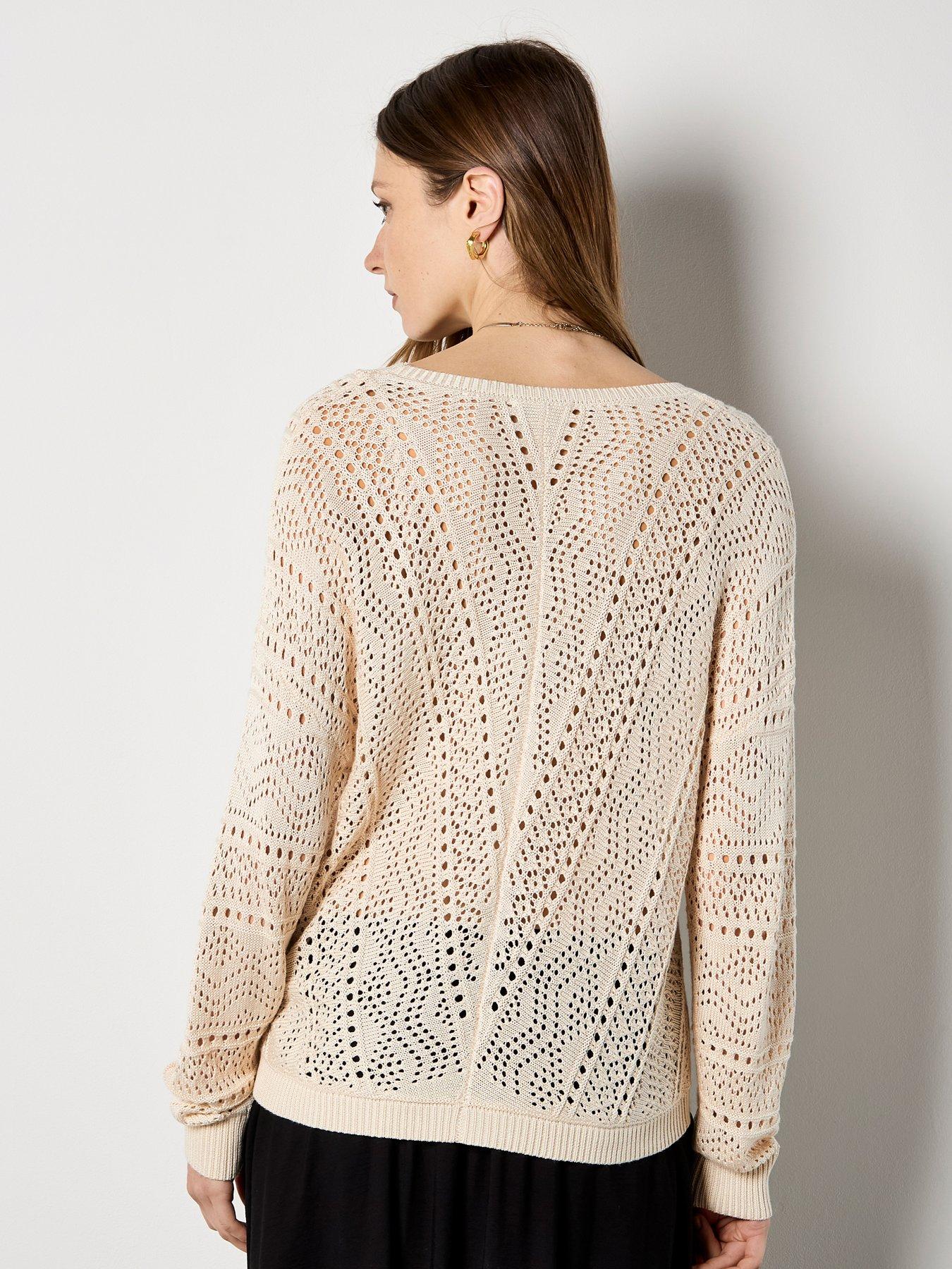 Image 2 of 4 of Apricot Chevron Pointelle Cardigan