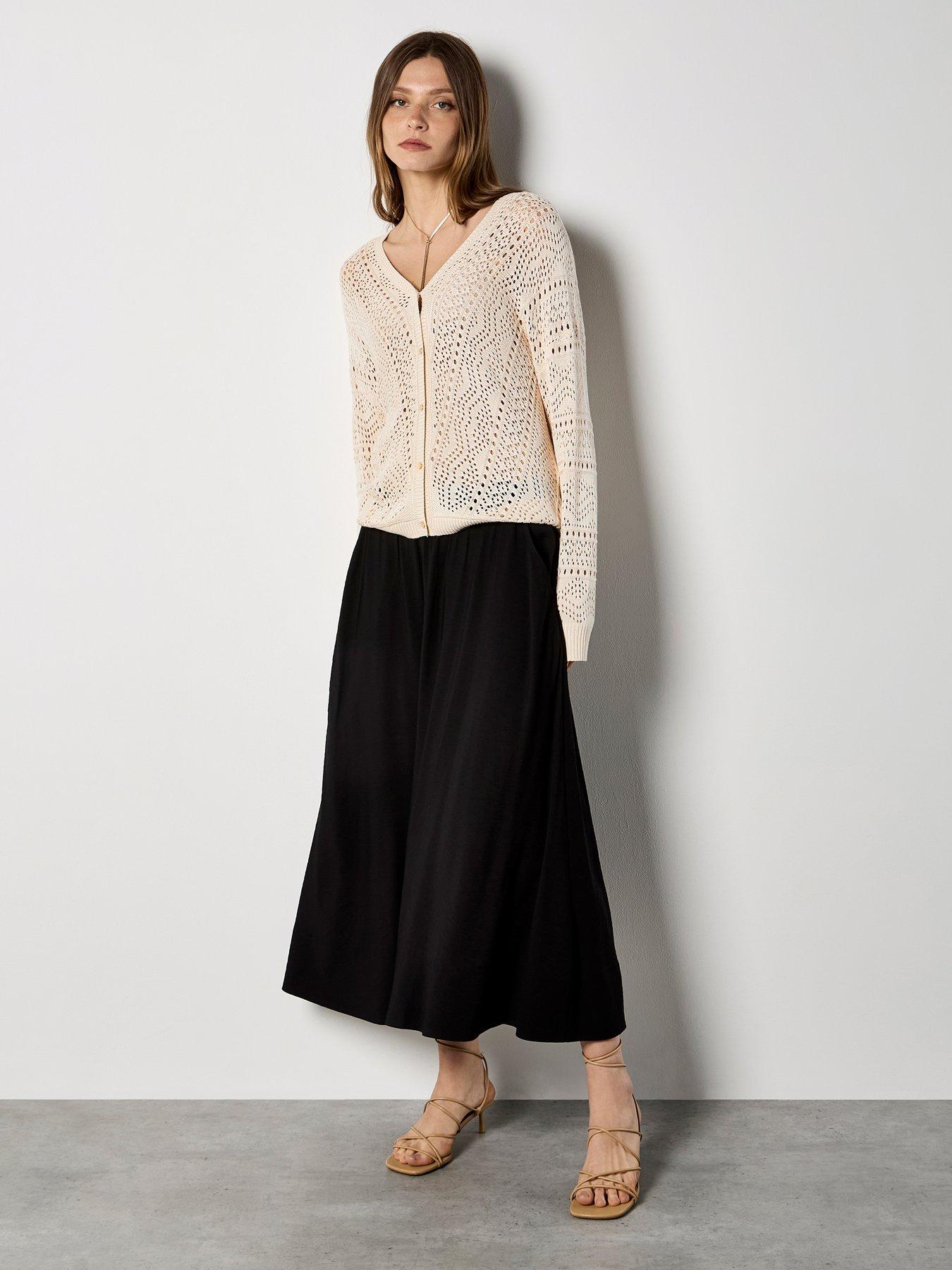 Image 3 of 4 of Apricot Chevron Pointelle Cardigan