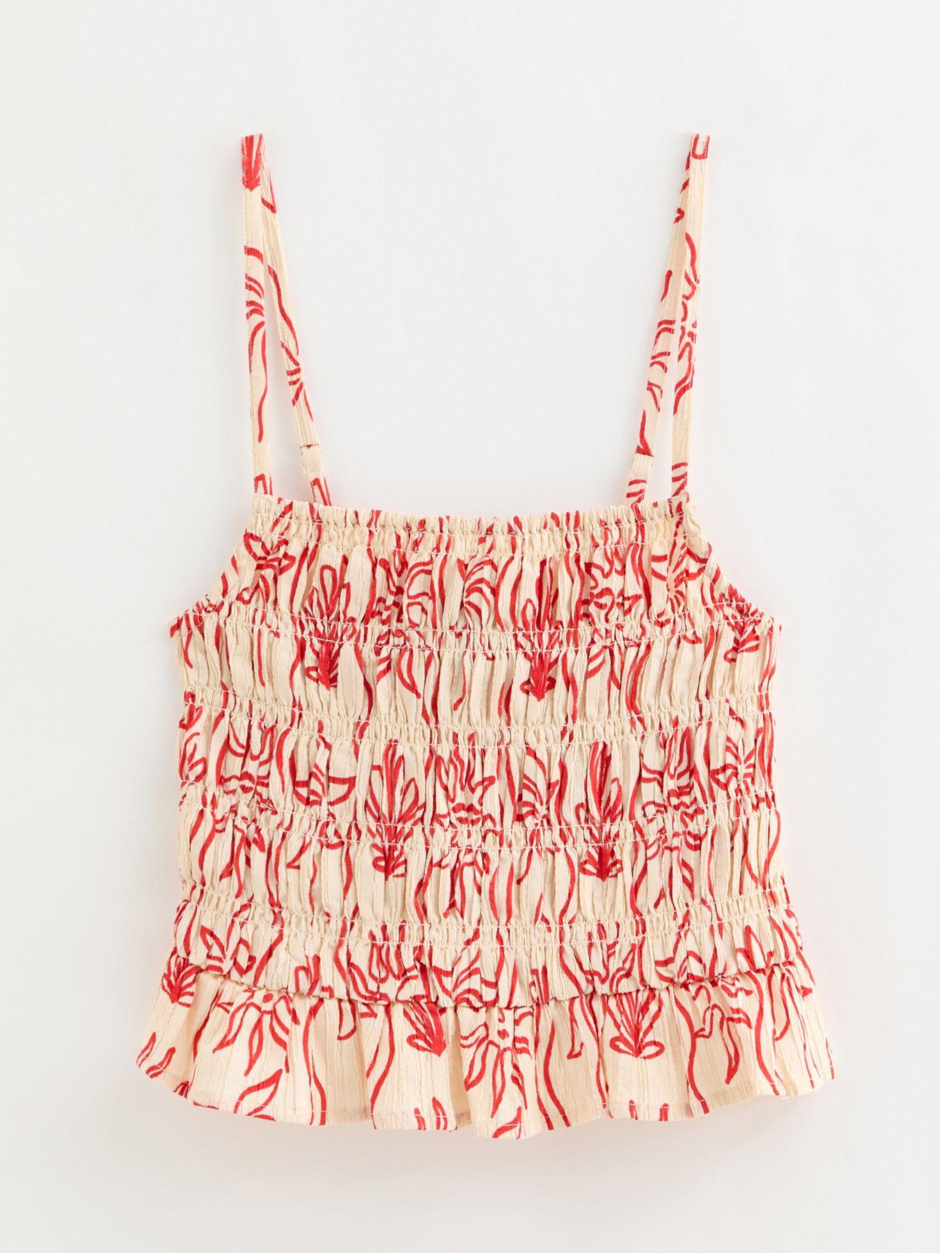 new-look-sun-print-shirred-cami-beach-top-reddetail