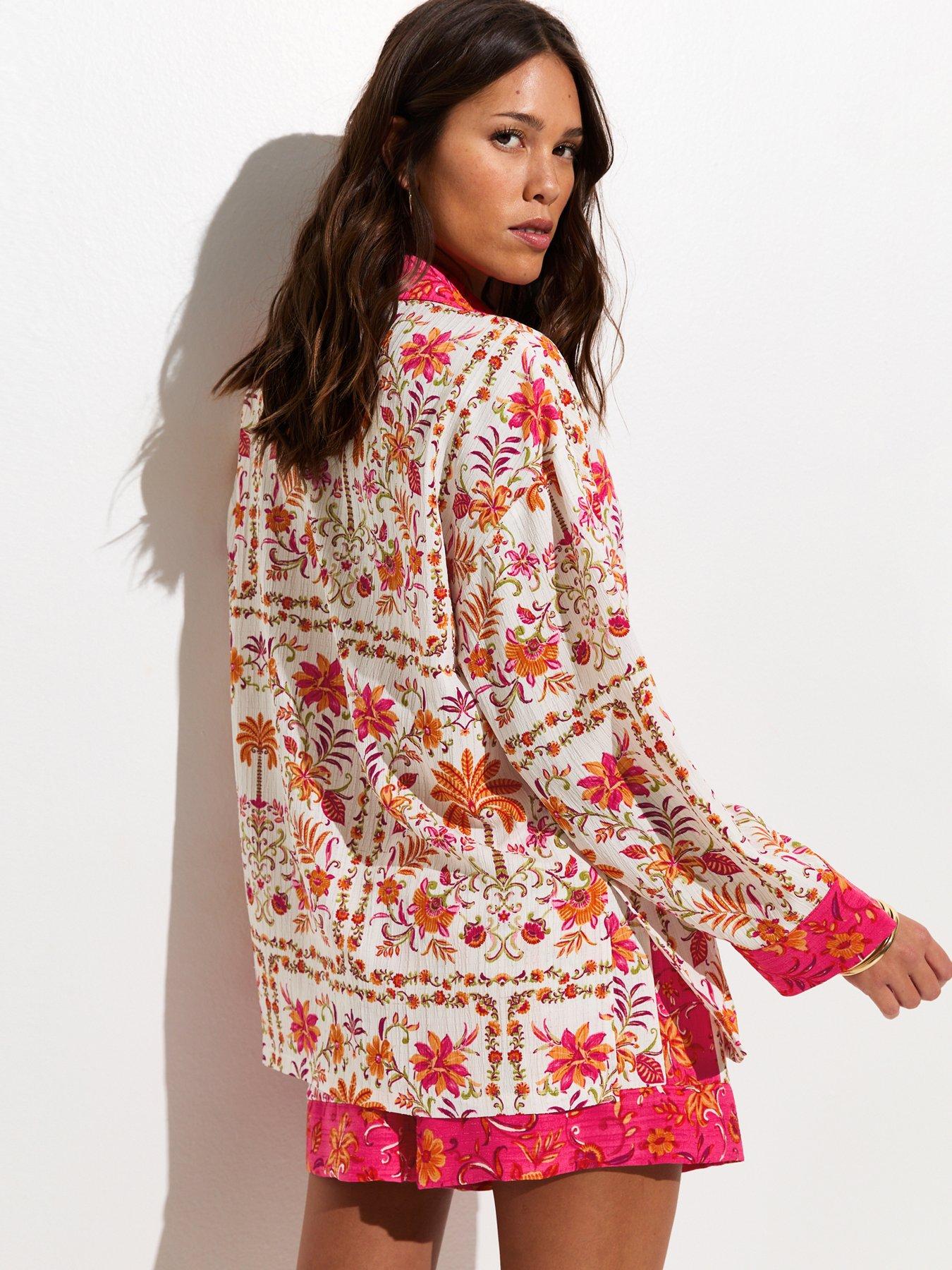 Image 2 of 5 of New Look White Floral Print Oversized Woven Co-ord Beach Shirt
