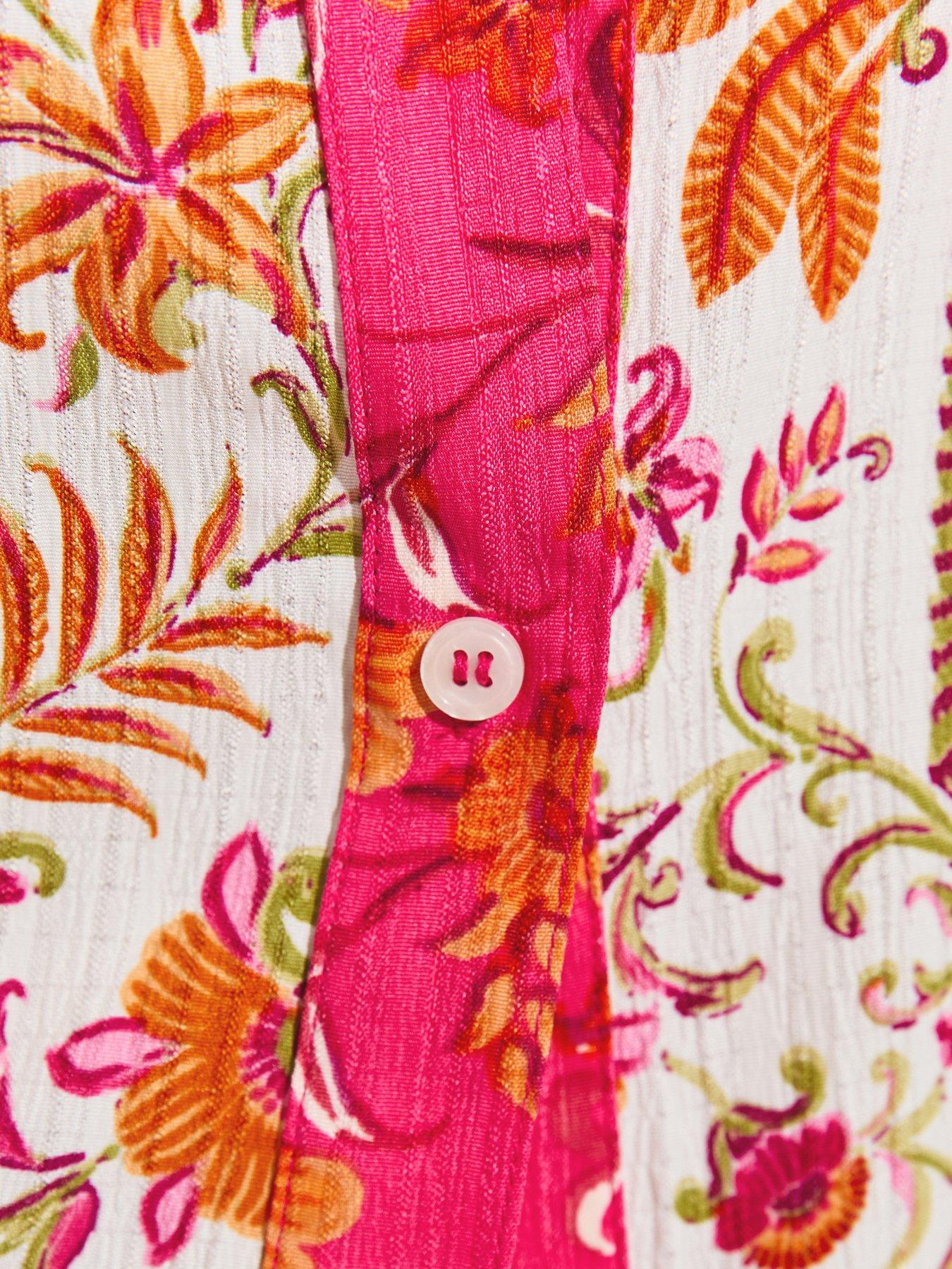 Image 5 of 5 of New Look White Floral Print Oversized Woven Co-ord Beach Shirt