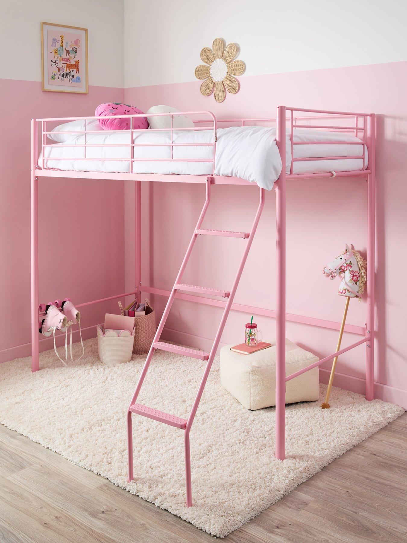 Image 1 of 7 of The Very Collection Domino High Sleeper Bed Frame with Mattress Options (Buy &amp; SAVE!) - Pink