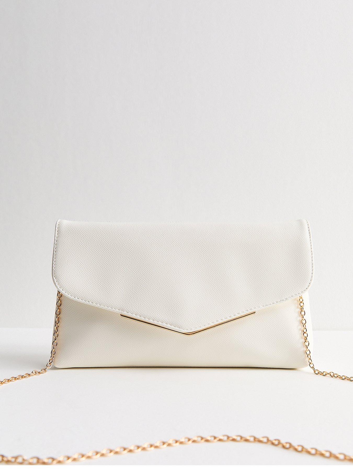 New Look Faux Leather Envelope Shoulder Bag - White
