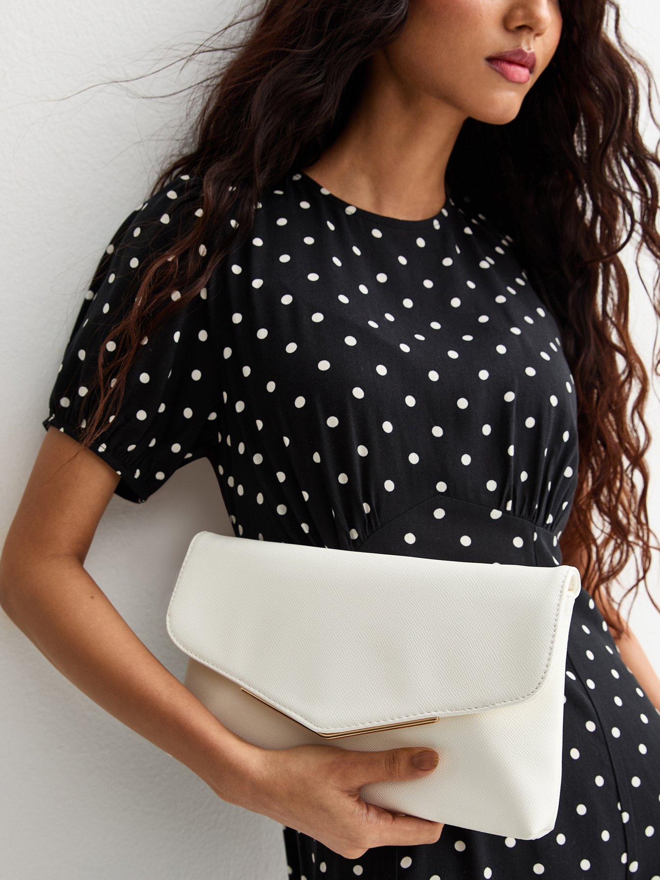 Image 2 of 5 of New Look Faux Leather Envelope Shoulder Bag - White