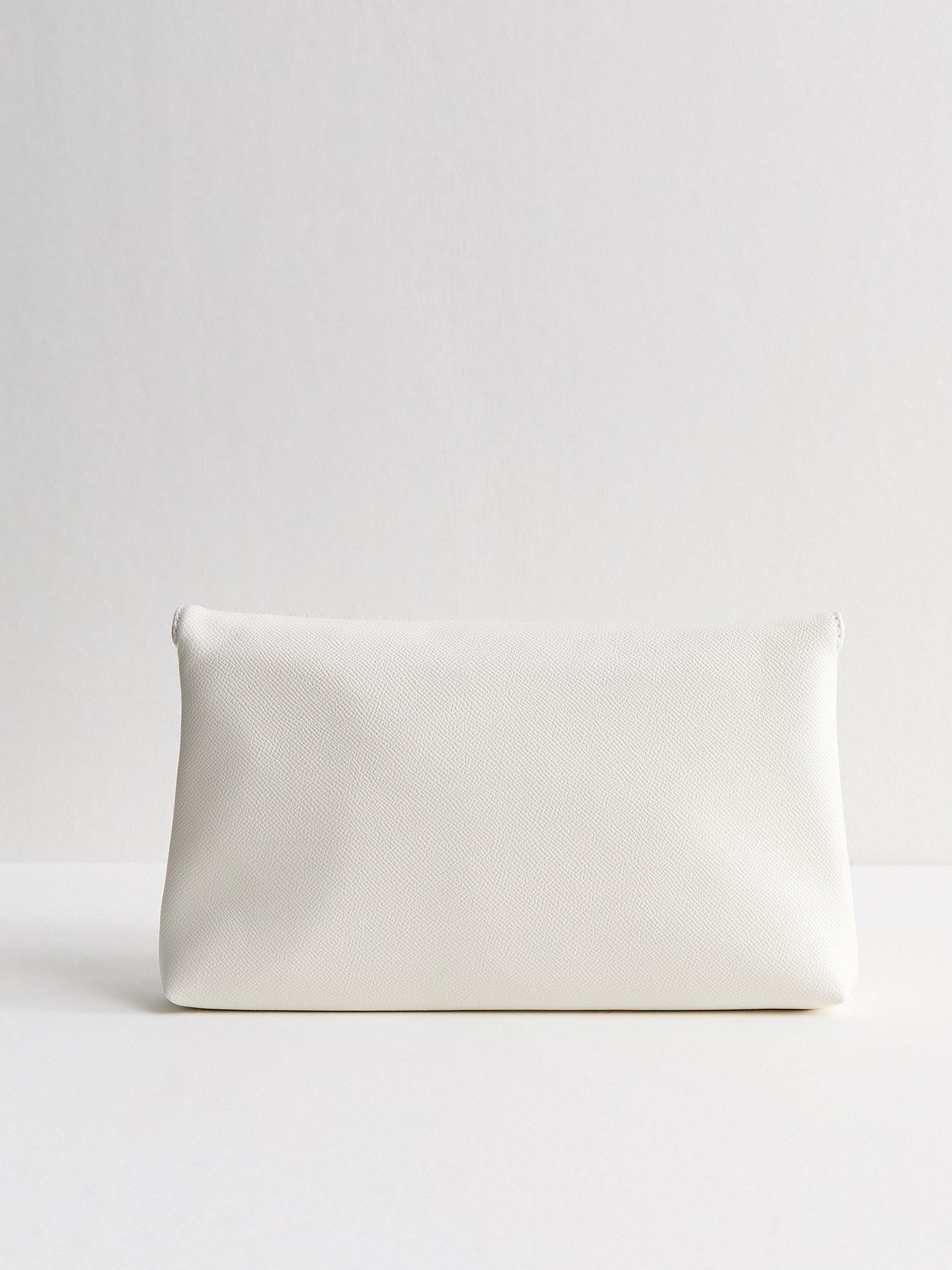 Image 3 of 5 of New Look Faux Leather Envelope Shoulder Bag - White