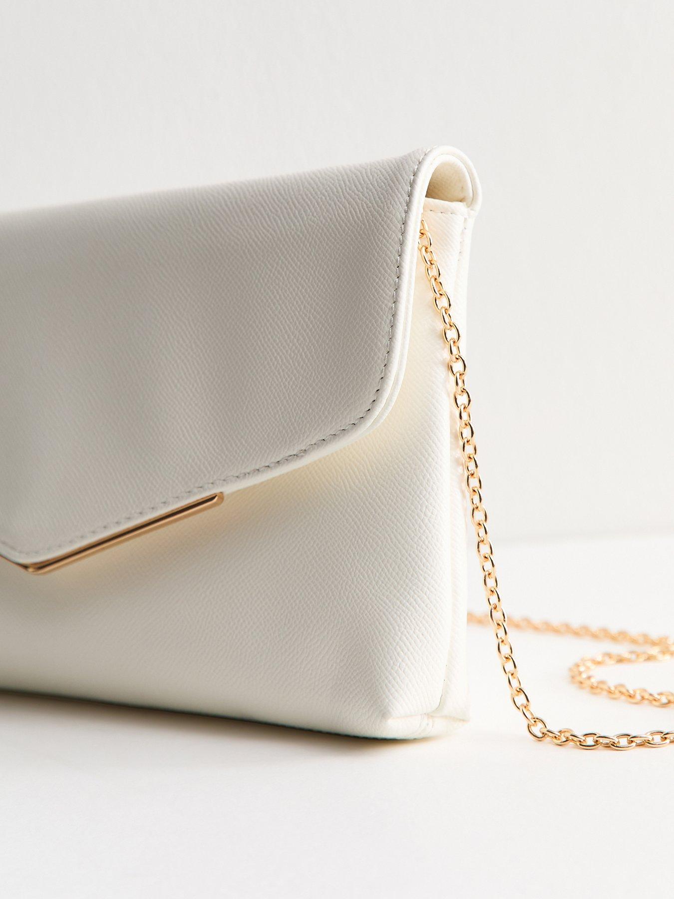 Image 5 of 5 of New Look Faux Leather Envelope Shoulder Bag - White