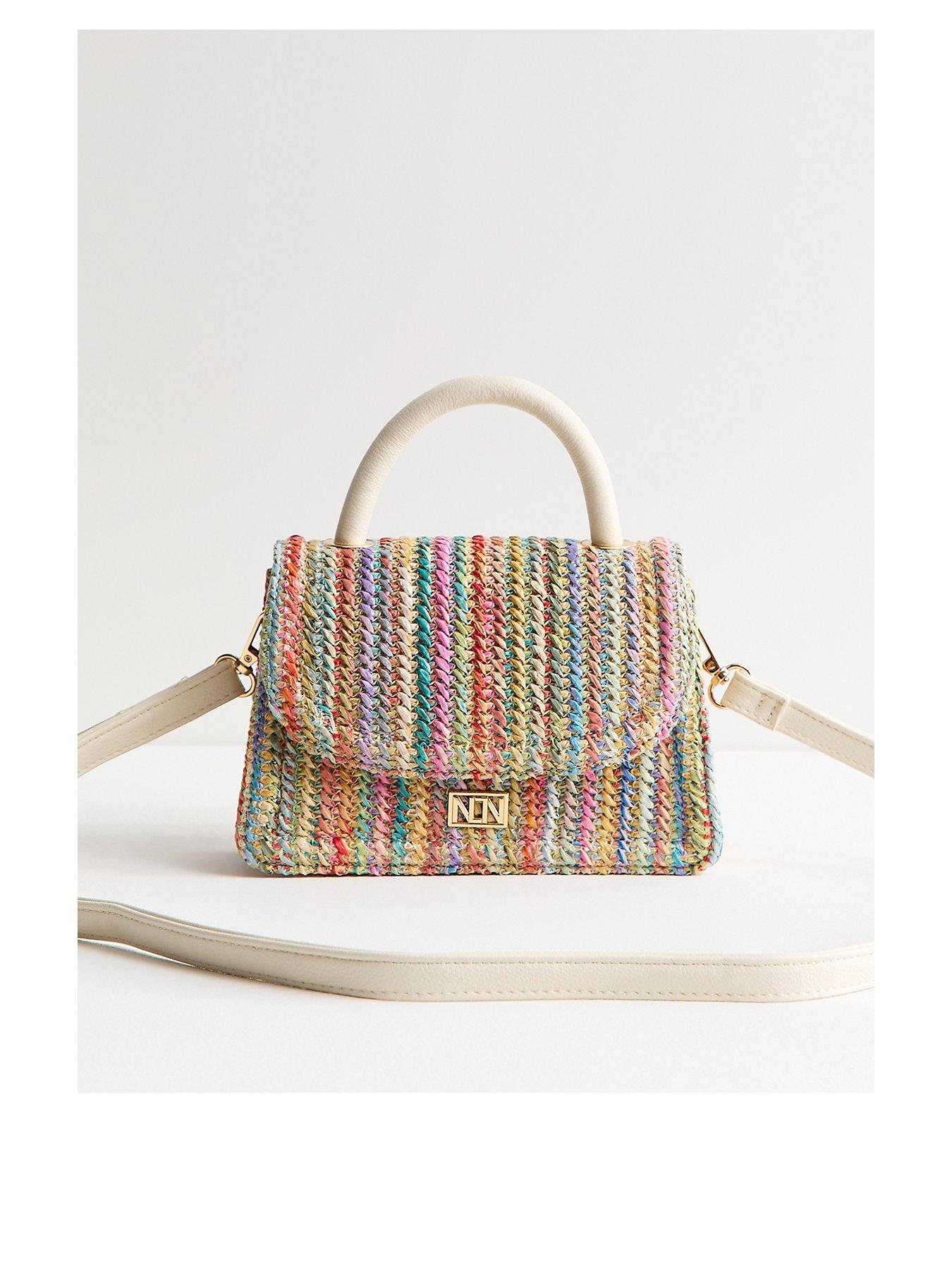 new-look-multicolour-striped-woven-top-handle-bagfront