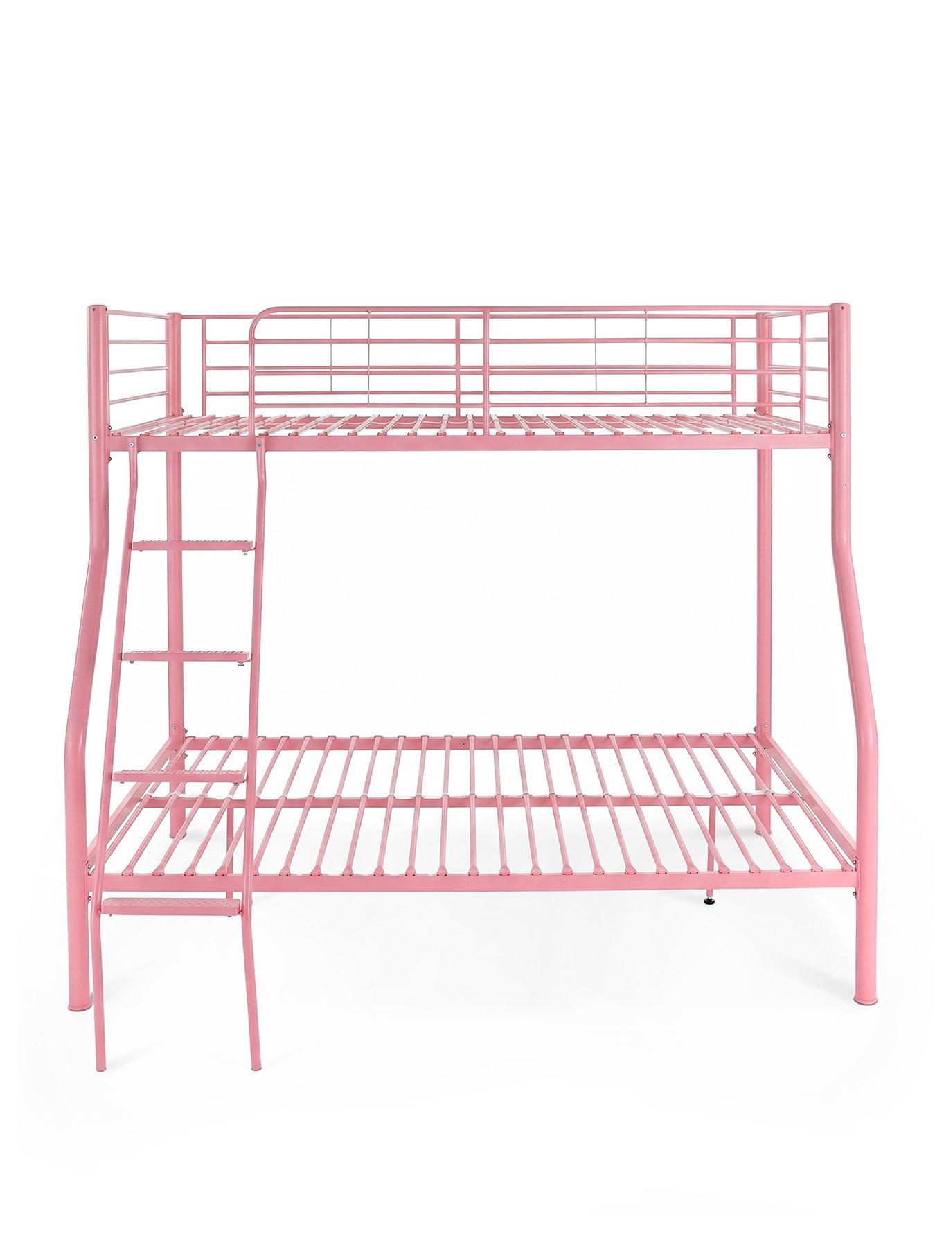 Image 2 of 7 of The Very Collection Domino Trio Bunk Bed Frame with Mattress Options (Buy &amp; SAVE!) - Pink