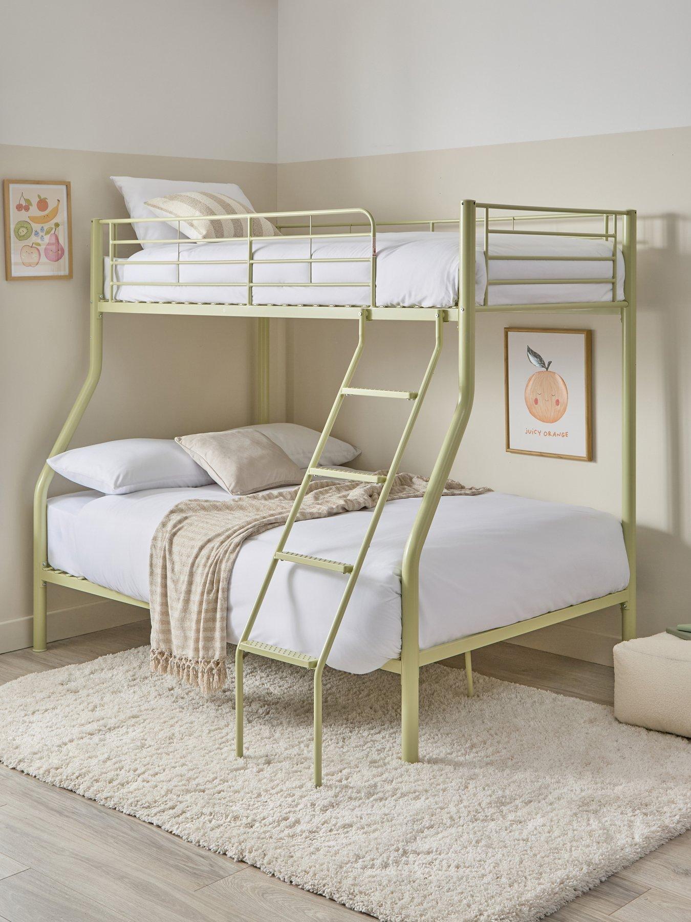 Image 1 of 7 of The Very Collection Domino Trio Bunk Bed Frame with Mattress Options (Buy &amp; SAVE!) - Sage Green