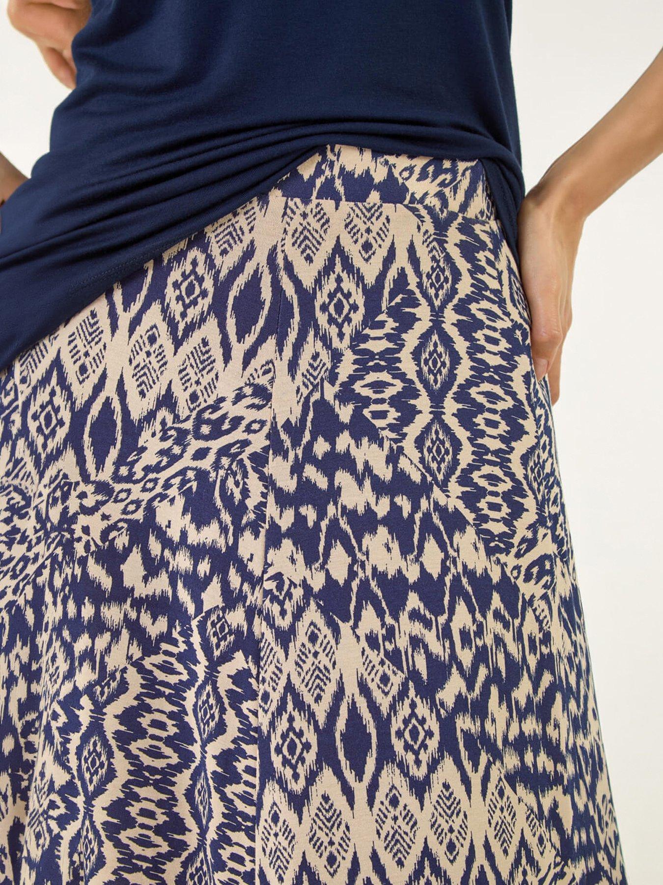 Image 4 of 5 of Roman Abstract Print Midi Skirt
