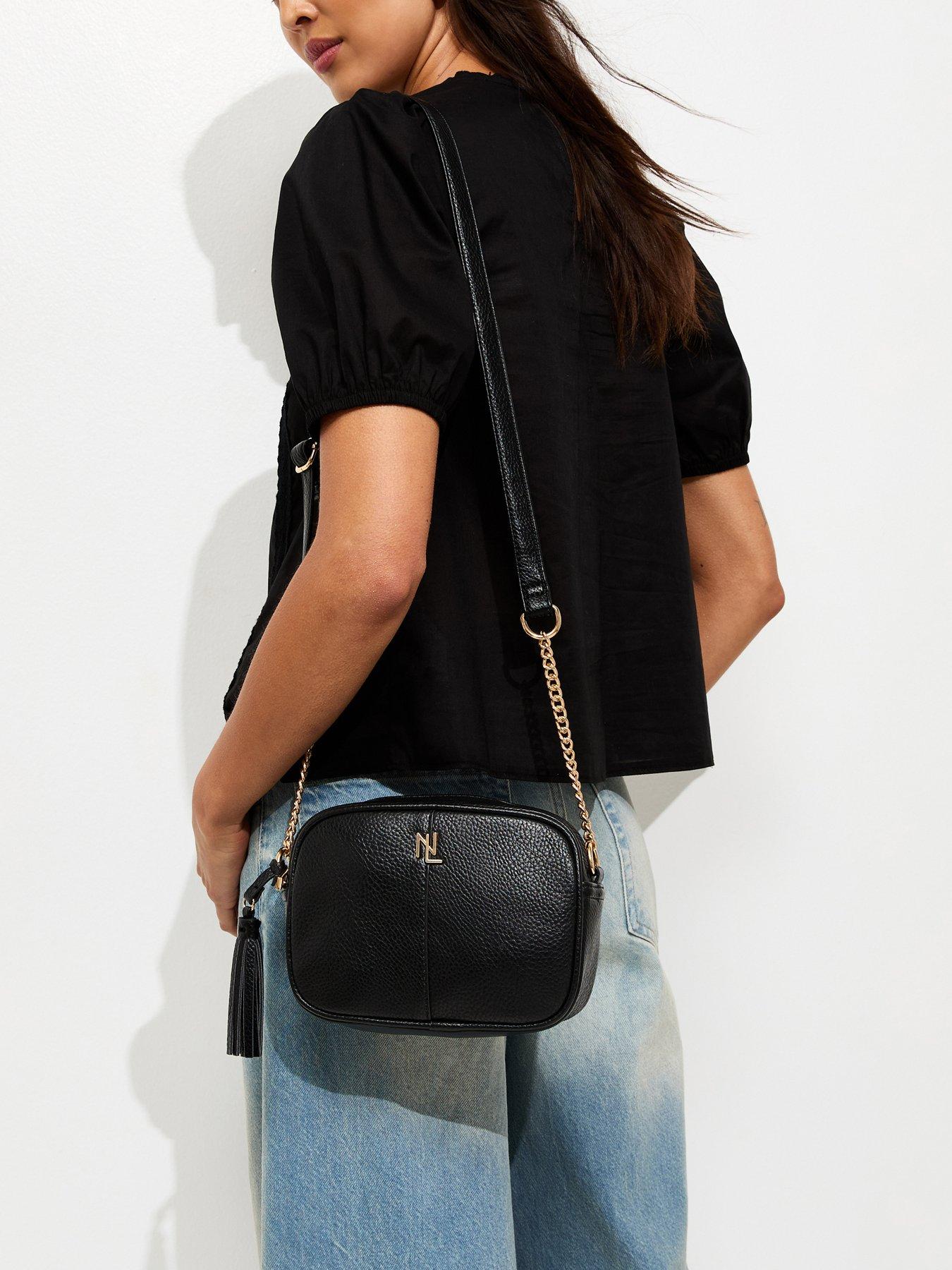 New Look Faux Leather Chain Detail Crossbody Bag - Black
