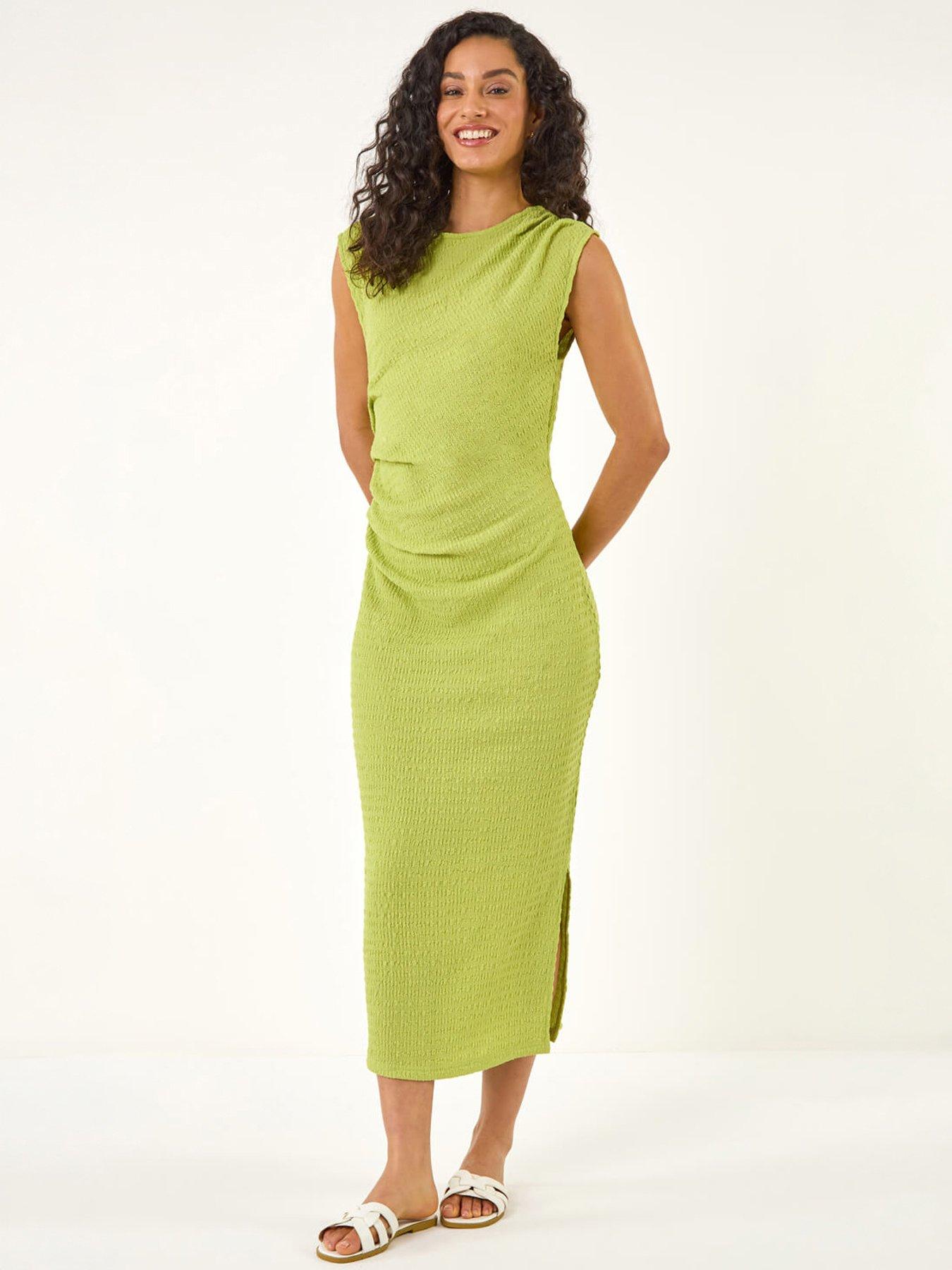 Image 1 of 5 of Roman Dusk Textured Ruched Midi Dress