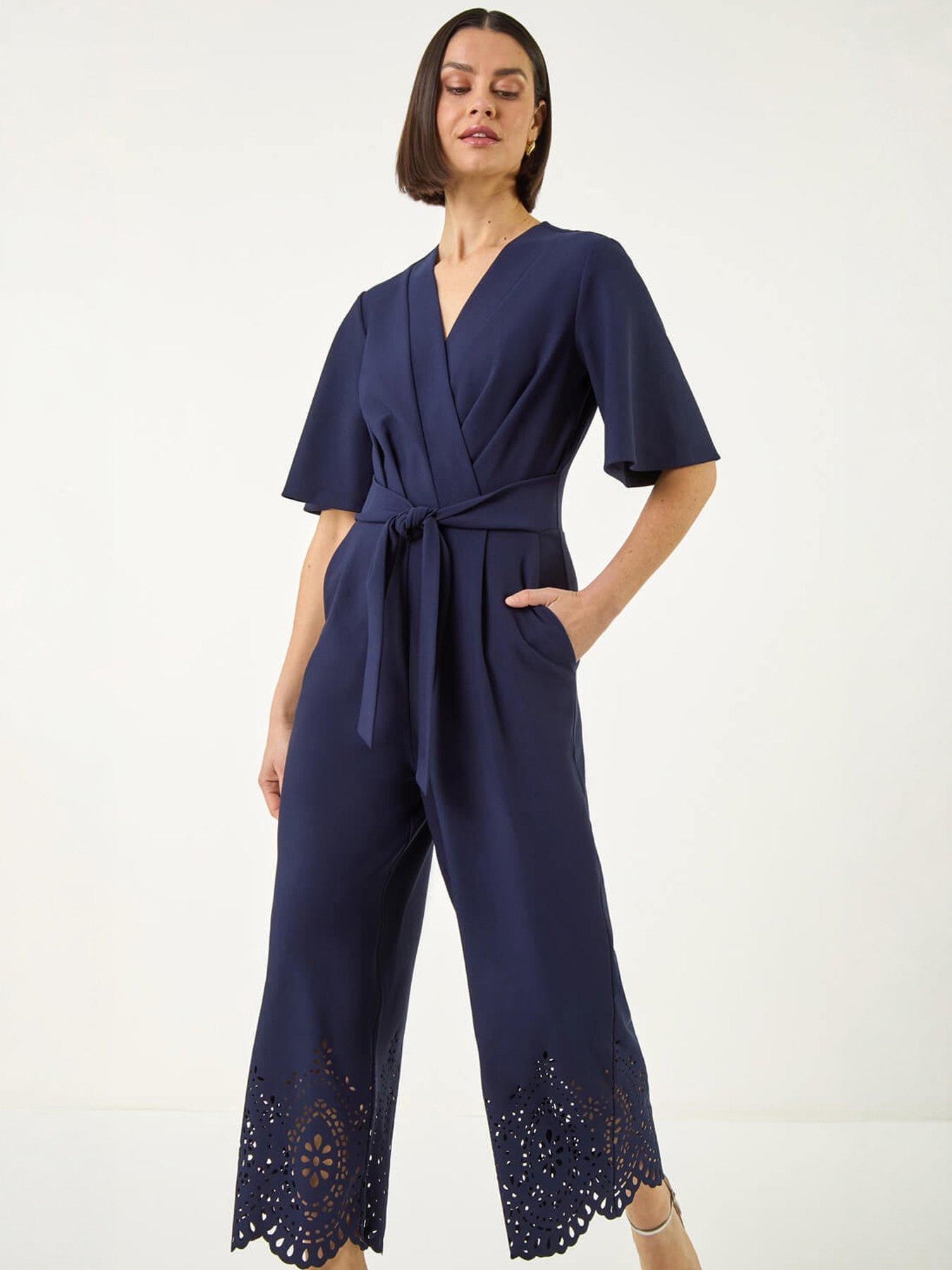 Image 3 of 5 of Roman Laser Cut Hem Wrap Front Jumpsuit