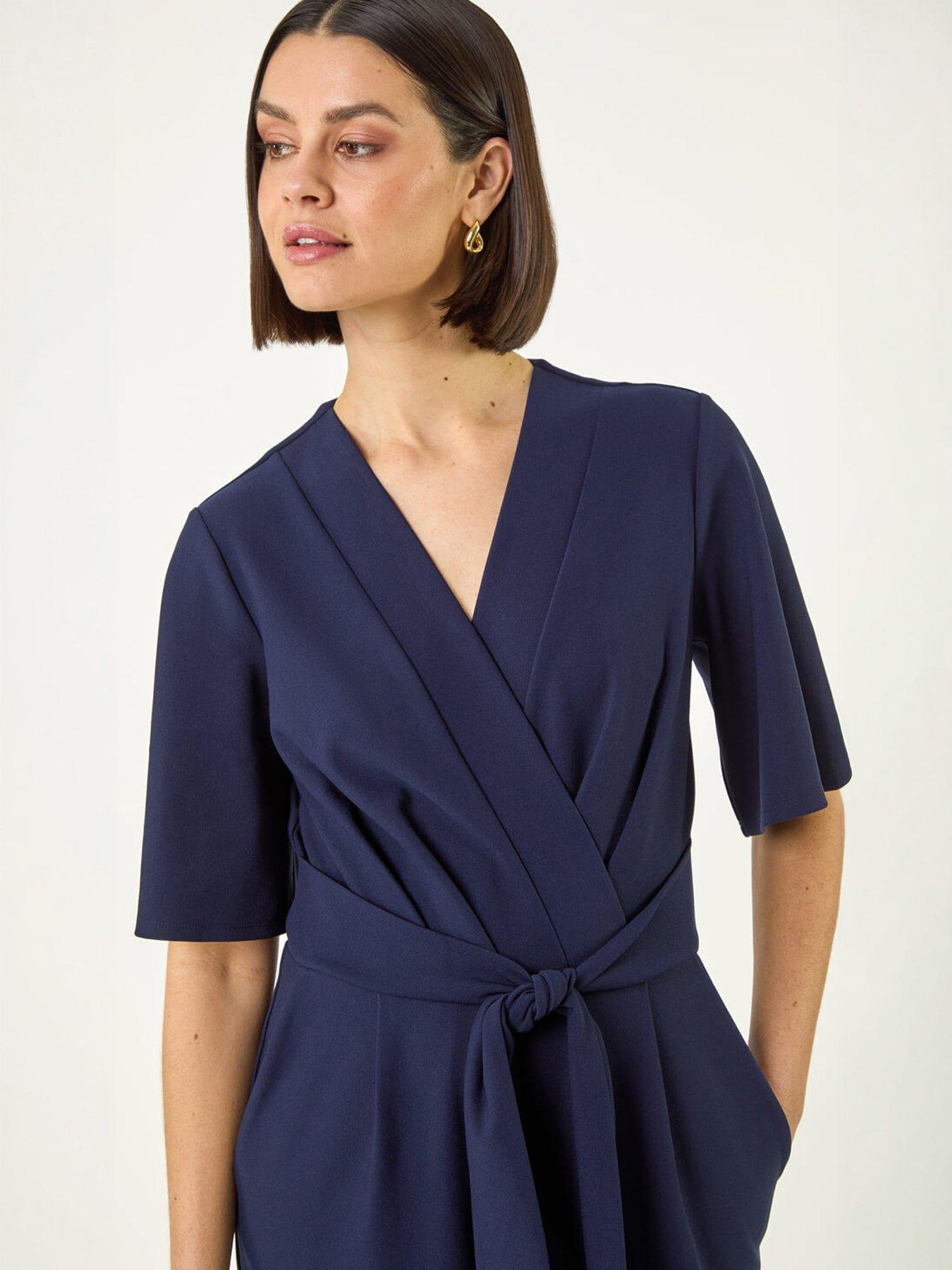 Image 4 of 5 of Roman Laser Cut Hem Wrap Front Jumpsuit