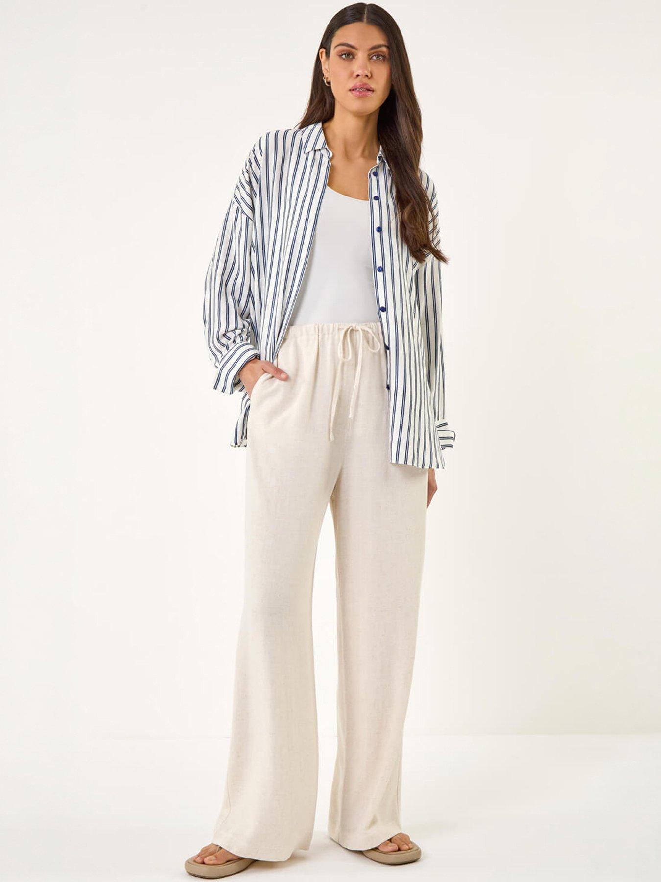 Image 3 of 5 of Roman Linen Blend Wide Leg Trouser
