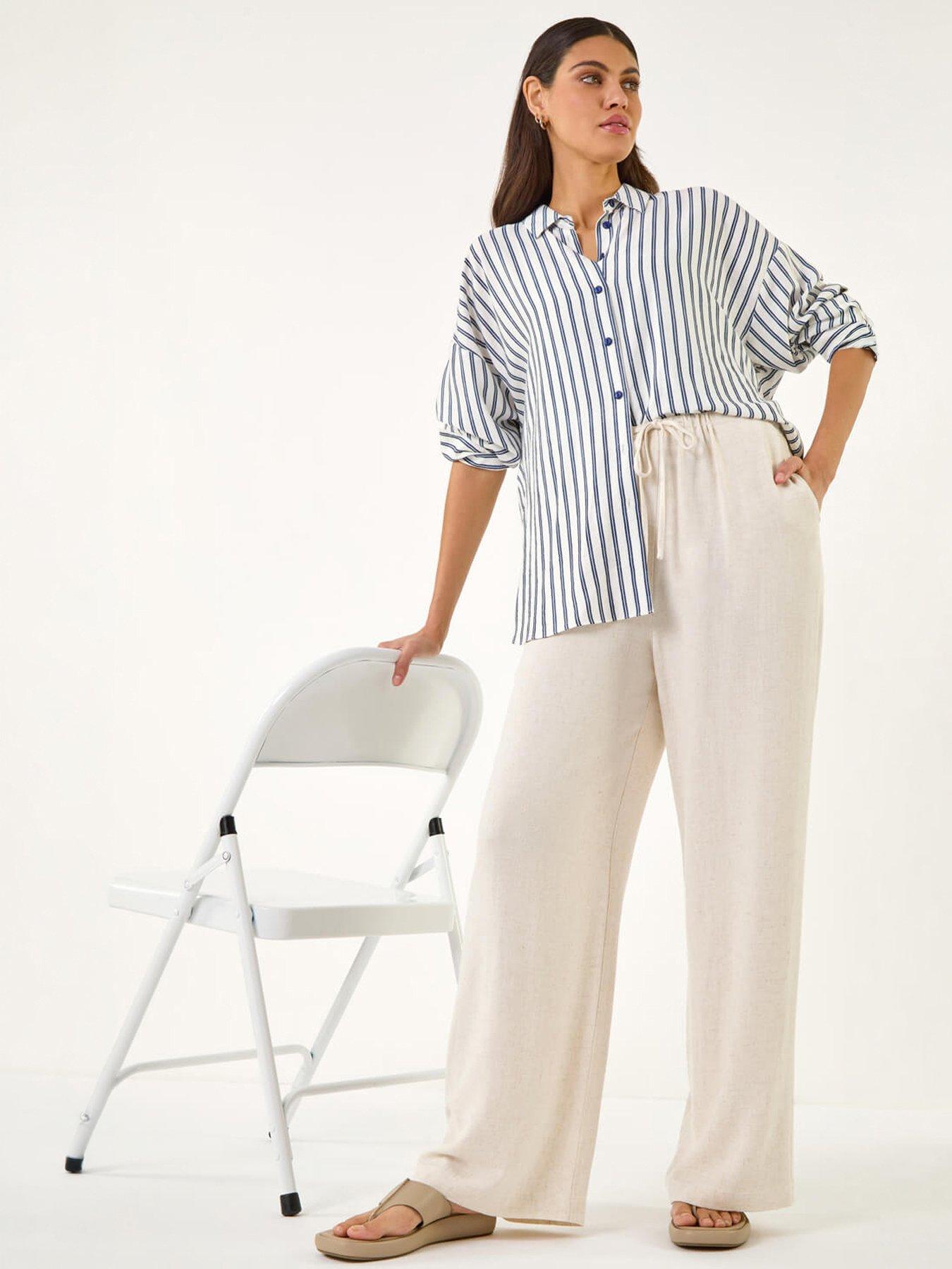 Image 4 of 5 of Roman Linen Blend Wide Leg Trouser