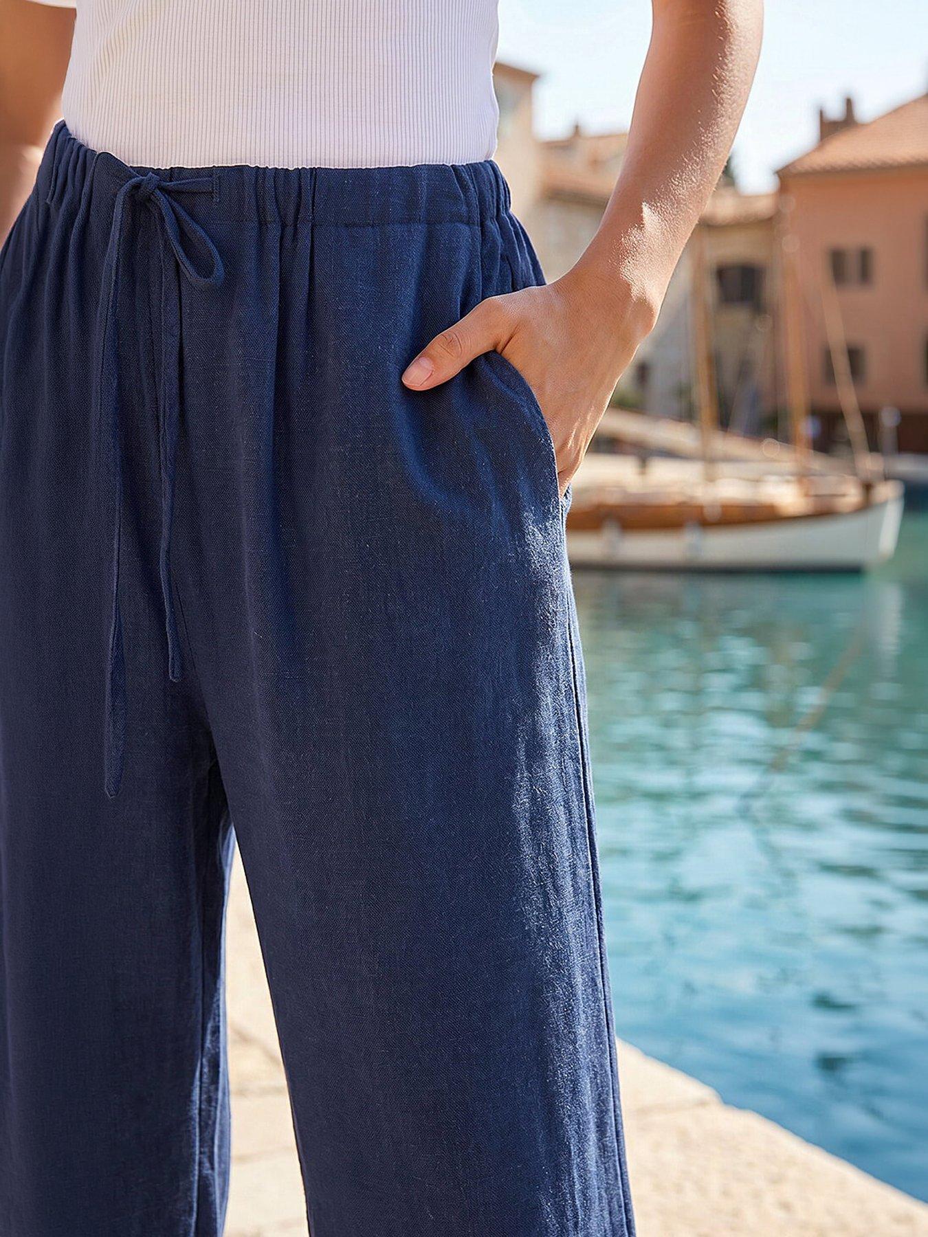 Image 2 of 5 of Roman Linen Blend Wide Leg Trouser