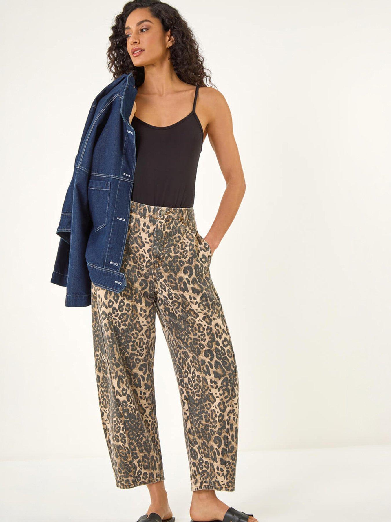 Roman Dusk Animal Print Barrel Leg Jeans