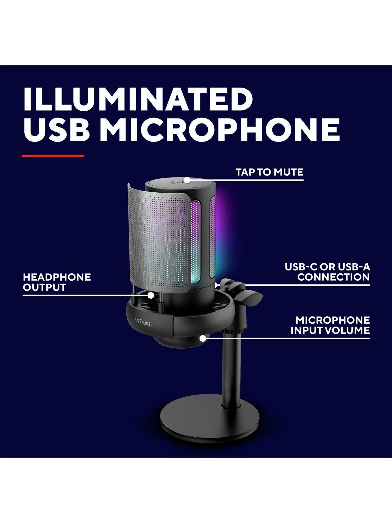 Image 2 of 8 of Trust GXT238 Auron Illuminated Compact USB Streaming Microphone, Black