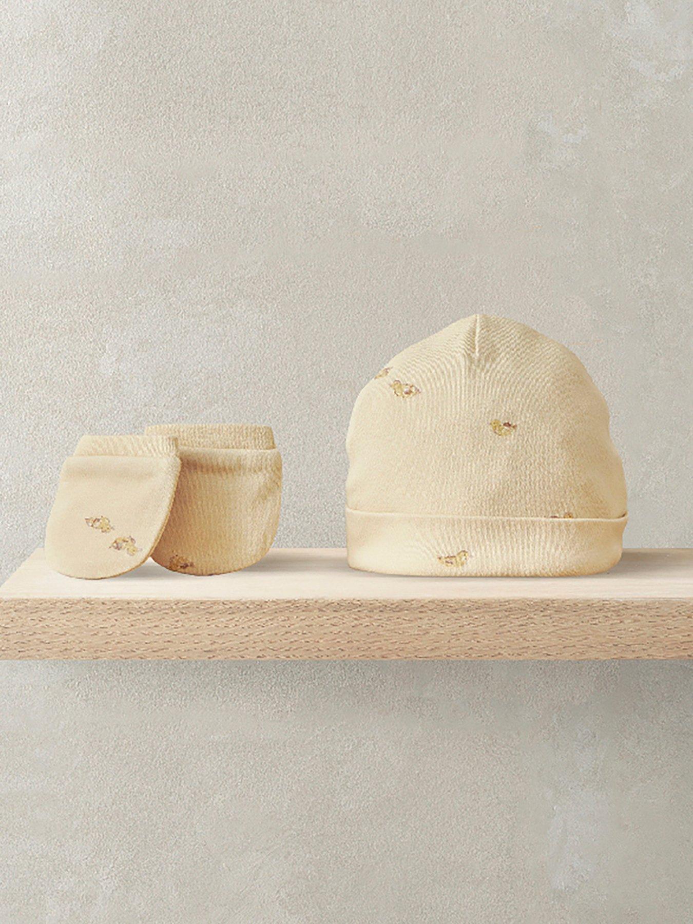 Mamas & Papas Baby Unisex 2 Pack Duckling Premature Hat & Mitts - Cream in One Colour