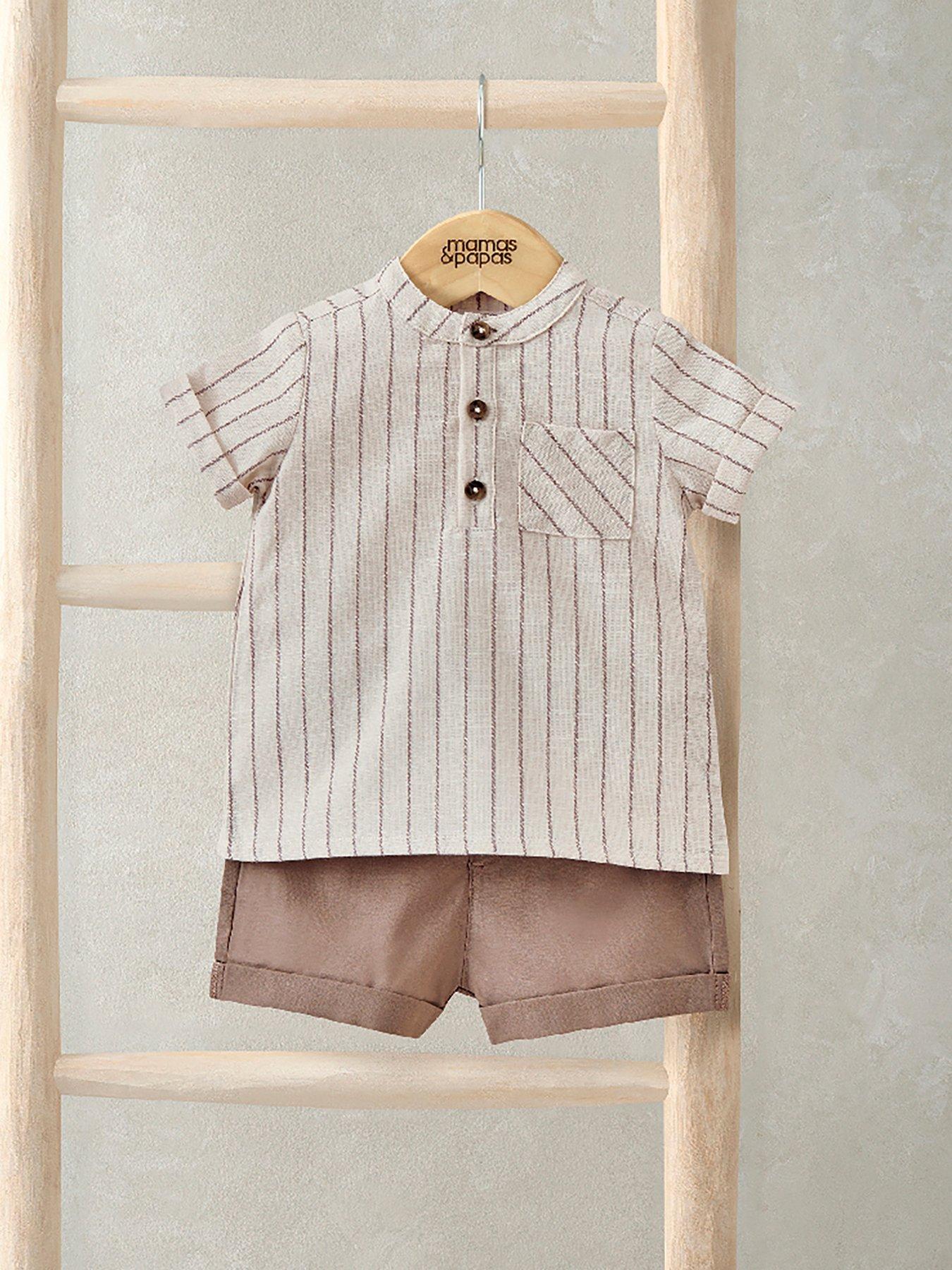 mamas-papas-baby-boys-2-piece-shirt-shorts-set-dark-red