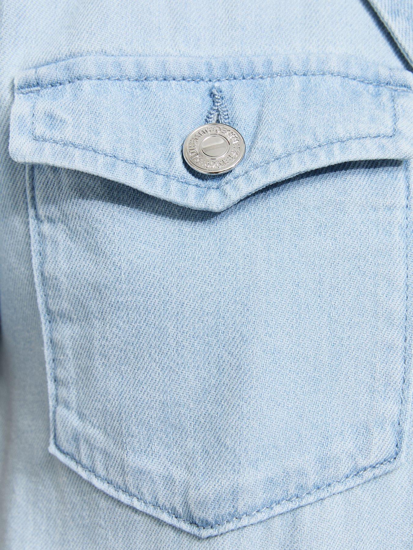 Image 5 of 5 of New Look Denim Short Sleeve Jumpsuit - Light Blue