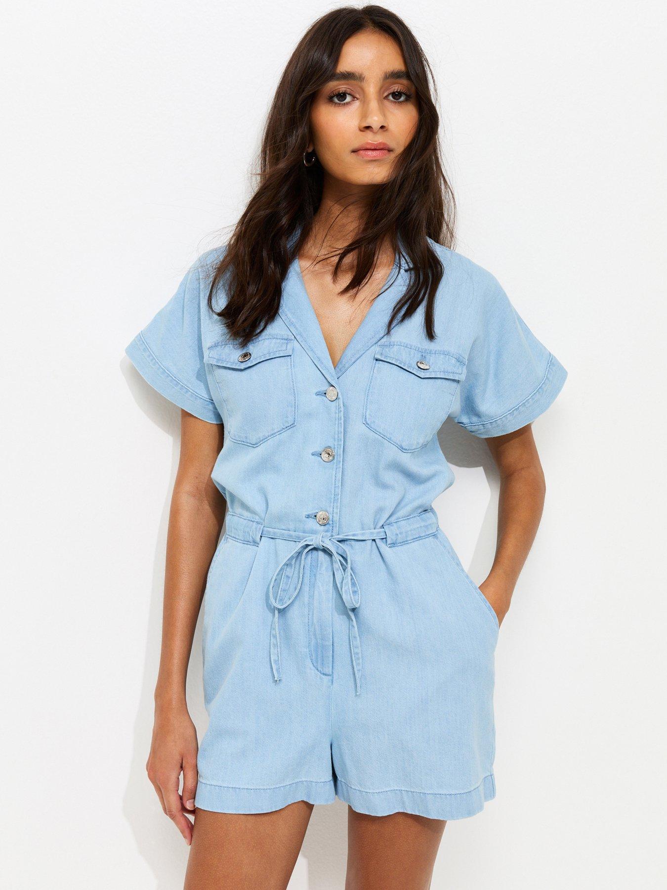 New Look Denim Playsuit - Light Blue Wash