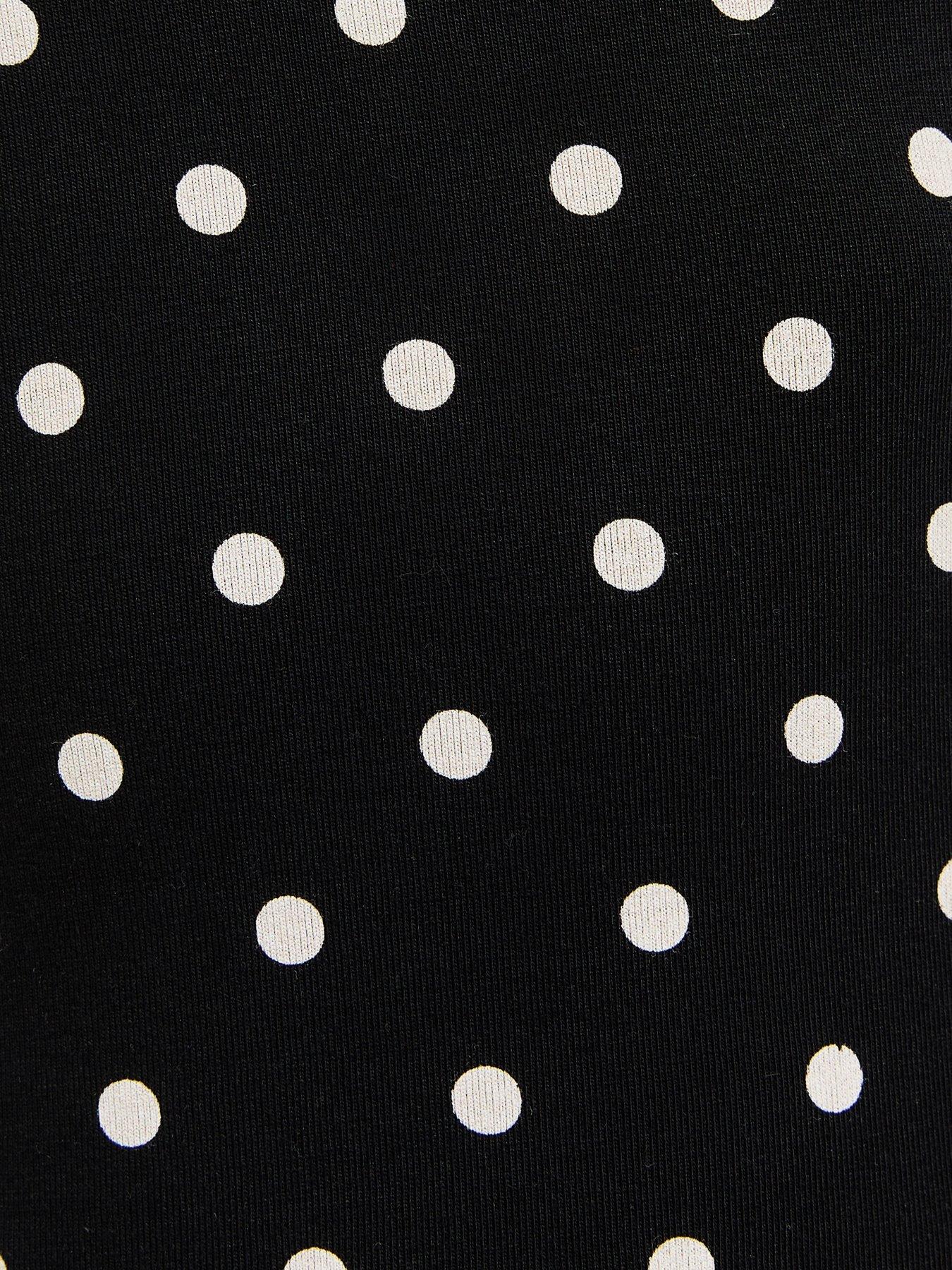 Image 5 of 5 of New Look Cotton Rich Polka Dot Slash Neck Sleeveless Top - Black