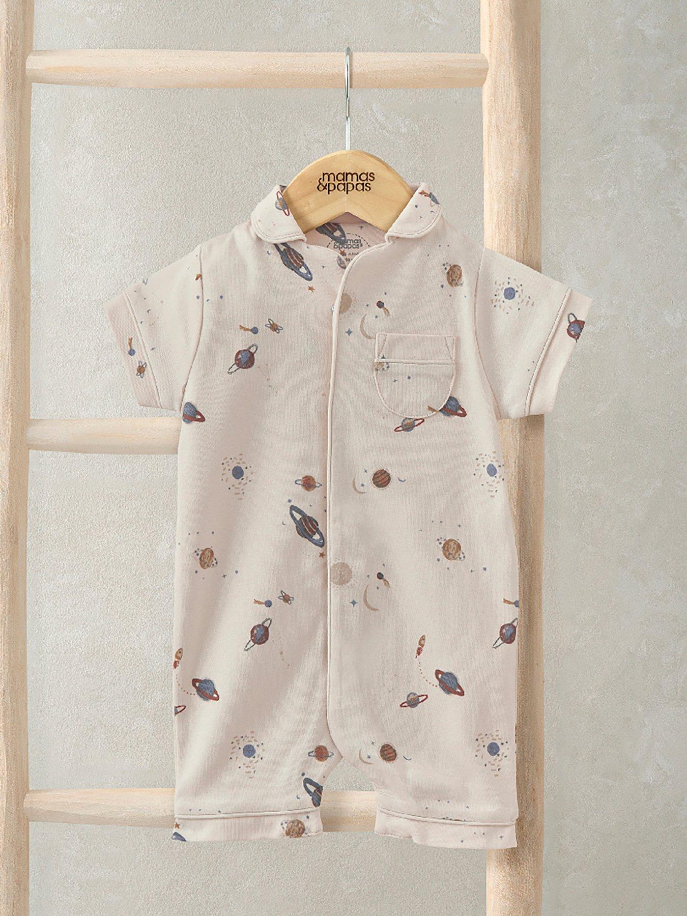 Mamas & Papas Baby Boys Jersey Planets Print Pyjama Romper - Cream