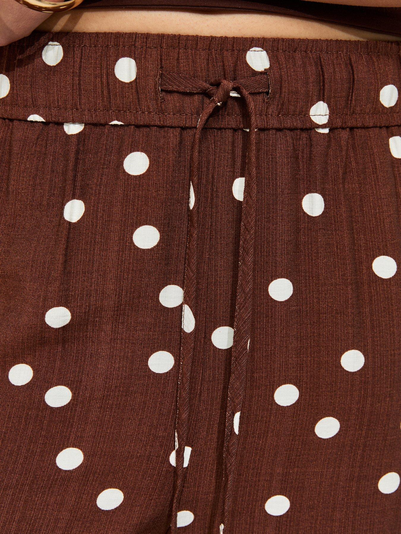 Image 5 of 5 of New Look Polka Dot Wide Leg Trousers - Brown
