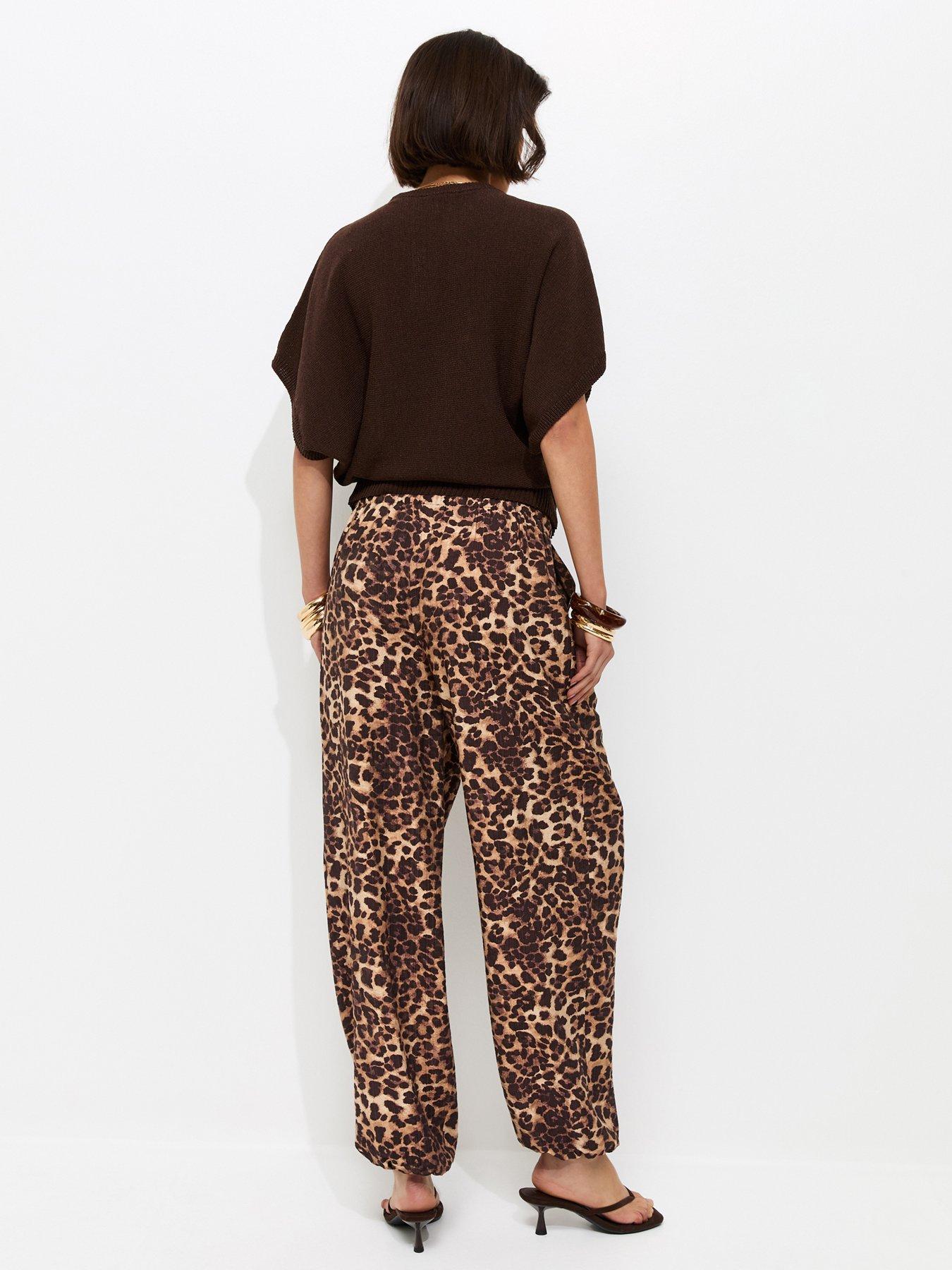 Image 2 of 5 of New Look Animal Print Balloon Trousers - Brown