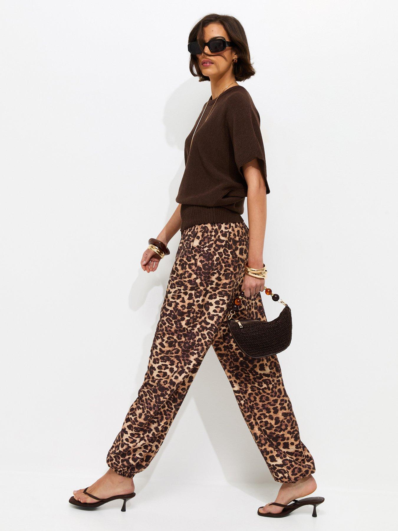 Image 3 of 5 of New Look Animal Print Balloon Trousers - Brown