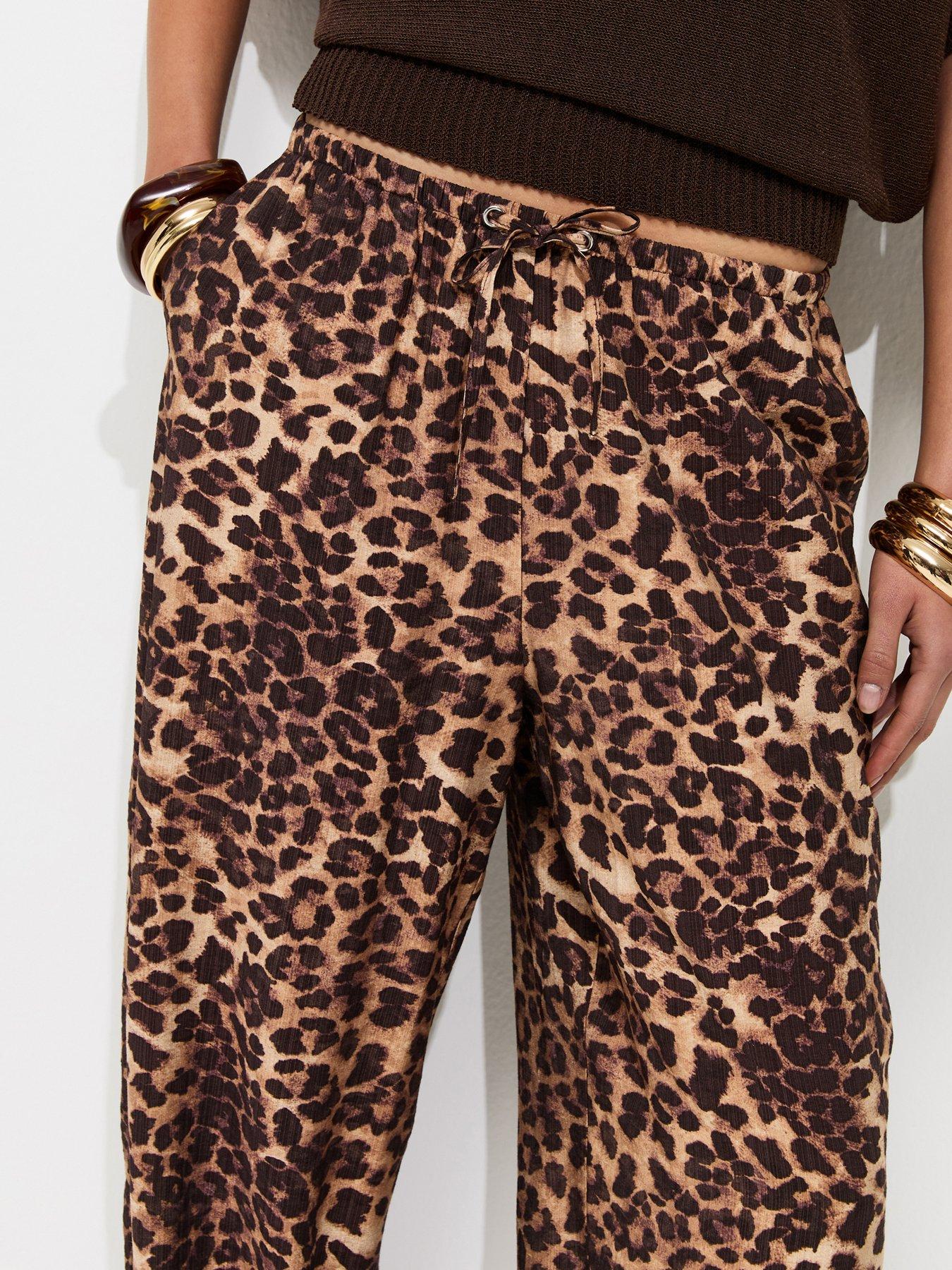 Image 4 of 5 of New Look Animal Print Balloon Trousers - Brown