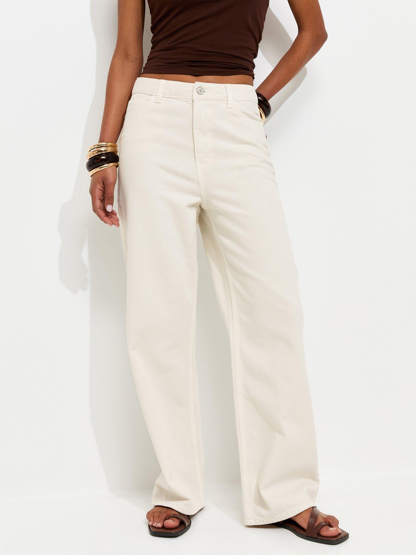 New Look Off Adalae High Waisted Wide Leg Jeans - White