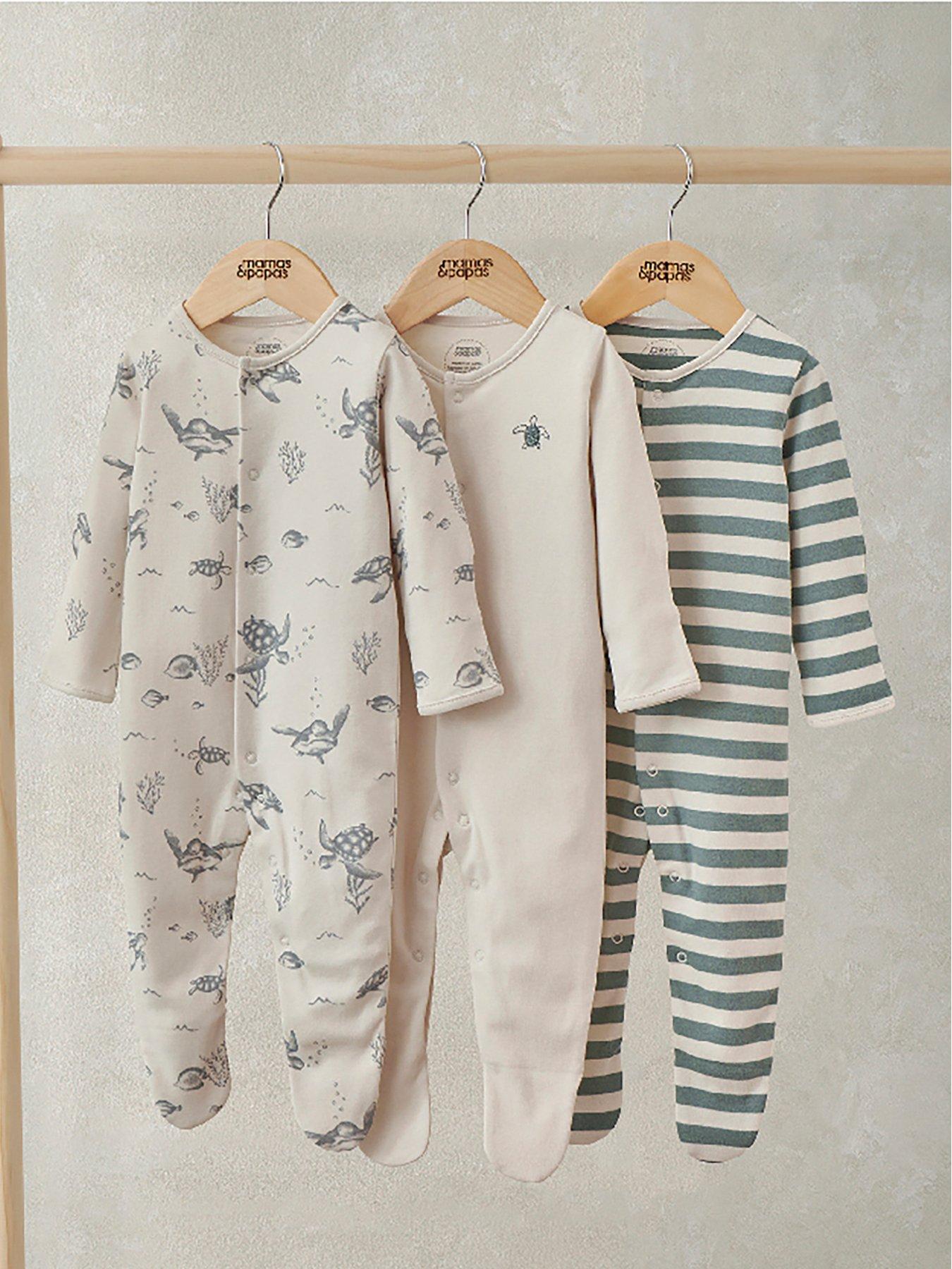 mamas-papas-baby-boys-3-pack-under-the-sea-sleepsuits-cream