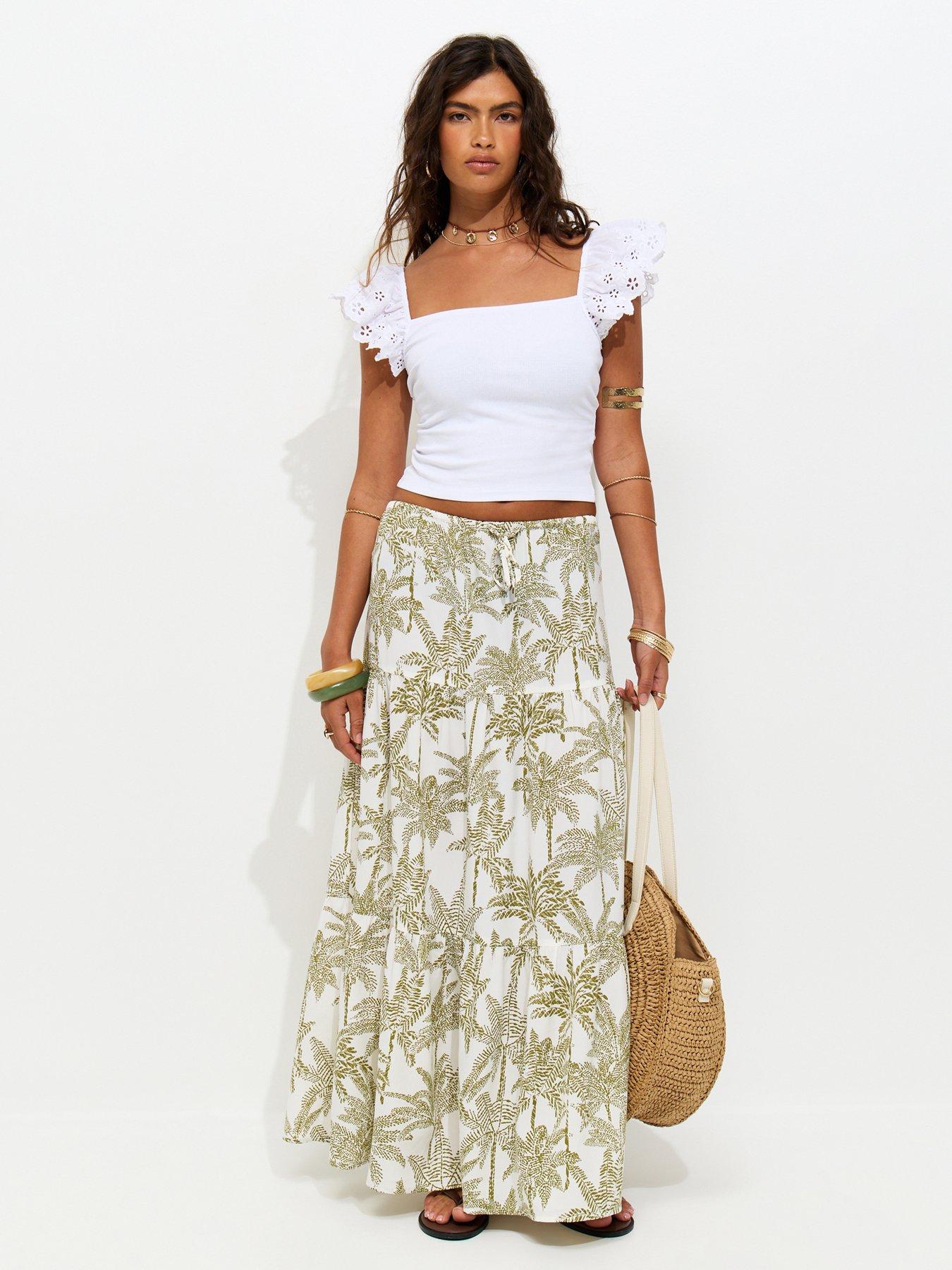 Image 3 of 5 of New Look Ribbed Jersey Broderie Sleeve Vest Top - White