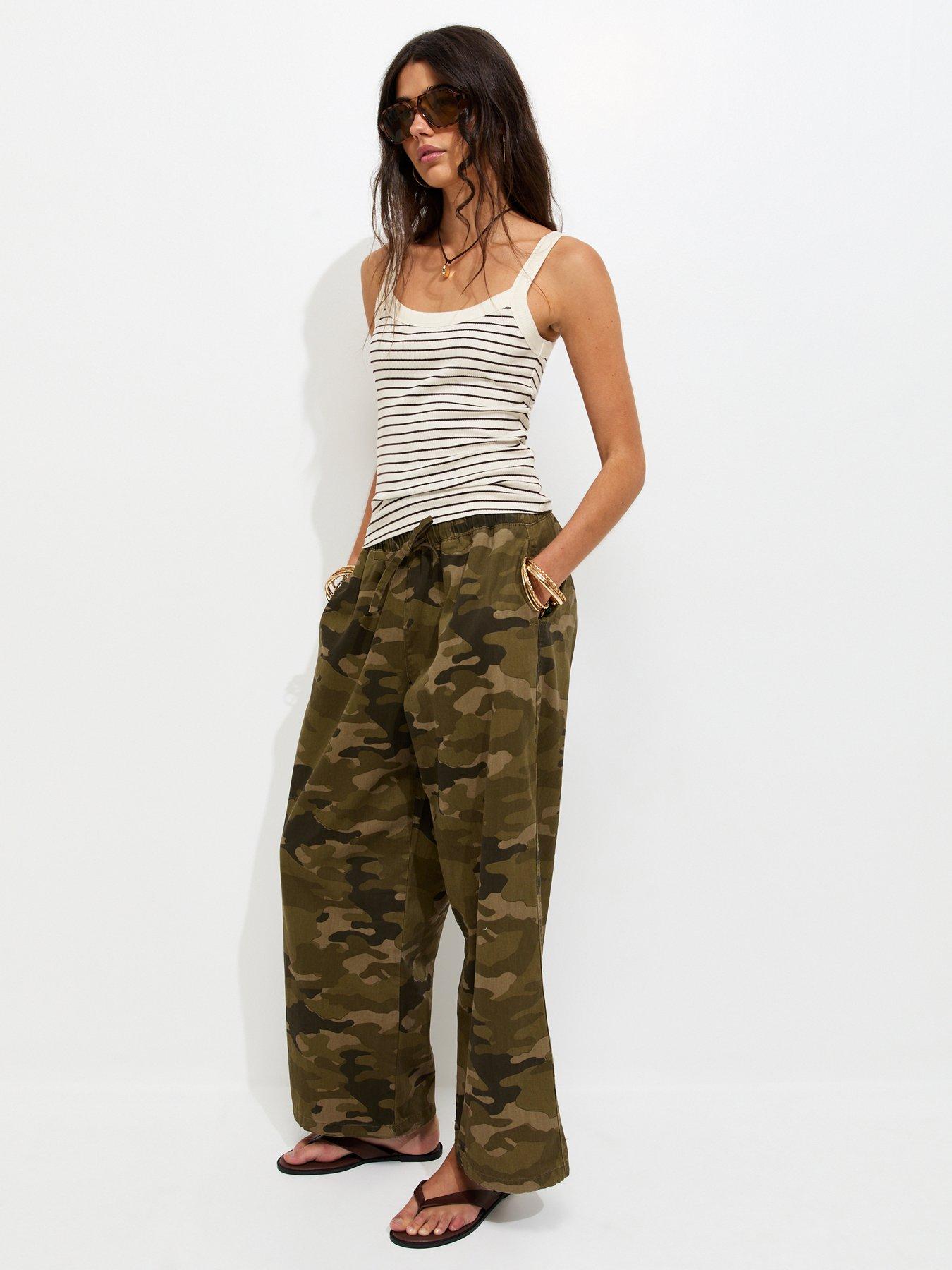 Image 3 of 6 of New Look Cotton Rich Striped Scoop Neck Ribbed Cami Top - Brown