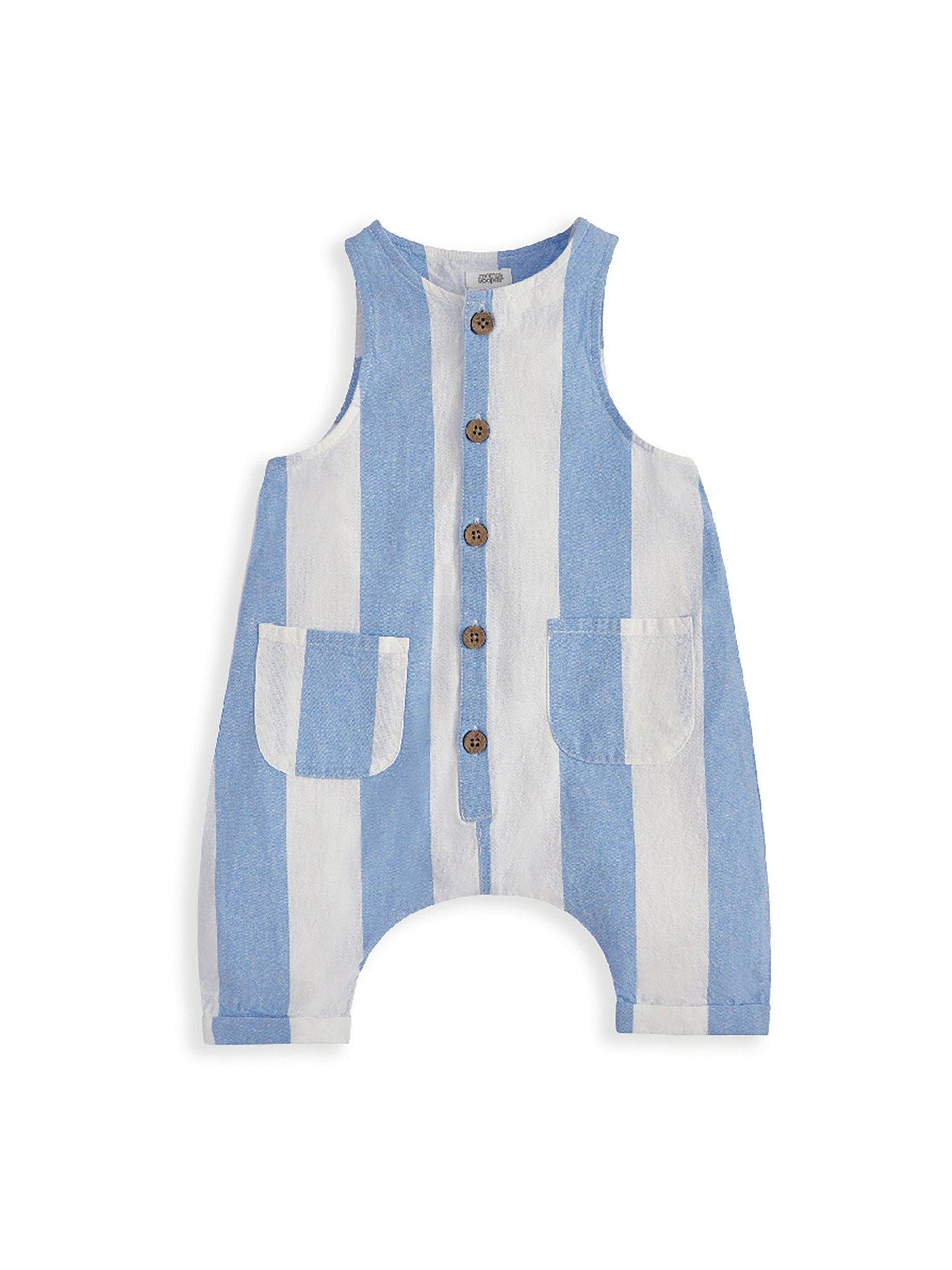 Image 5 of 5 of Mamas & Papas Baby Boys Slouchy Stripe Romper - Blue
