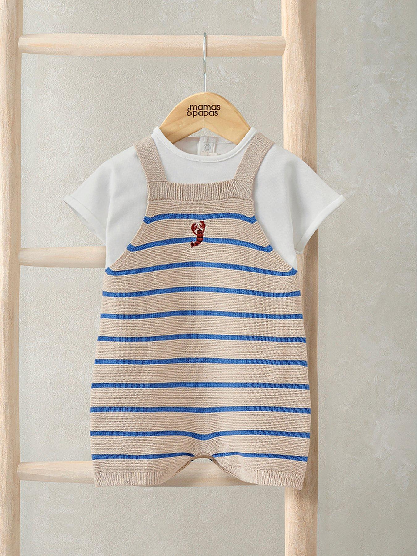 mamas-papas-baby-boys-2-piece-lobster-knitted-dungarees-t-shirt-set-blue