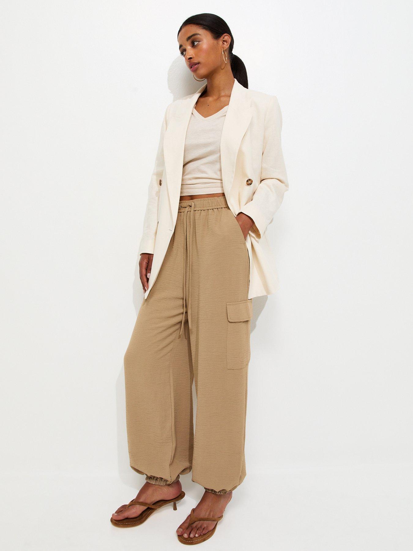 New Look Camel Cargo Style Cuffed Trousers