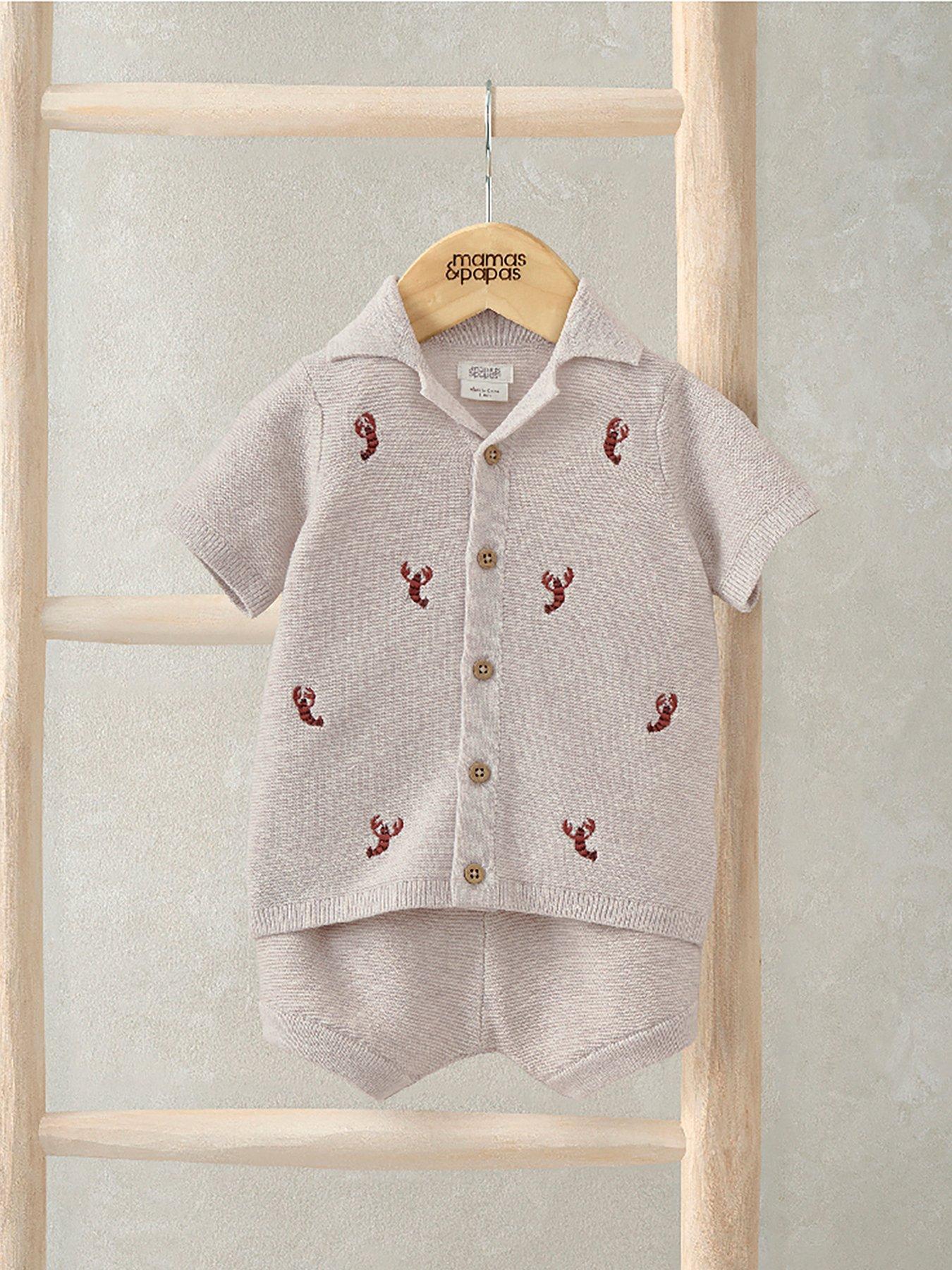 mamas-papas-baby-boys-knitted-lobster-shirt-shorts-beige