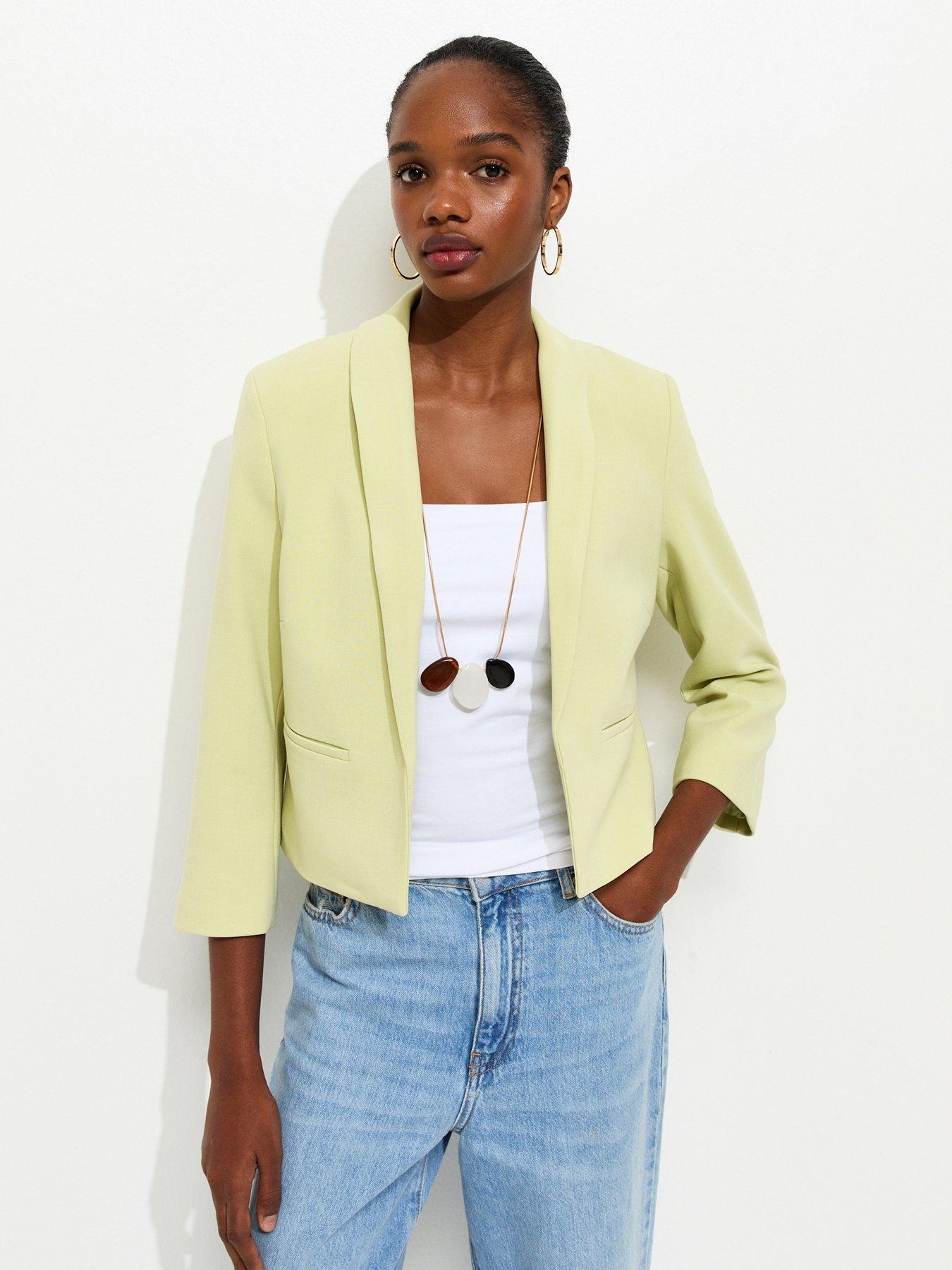 New Look Cropped Blazer - Light Green