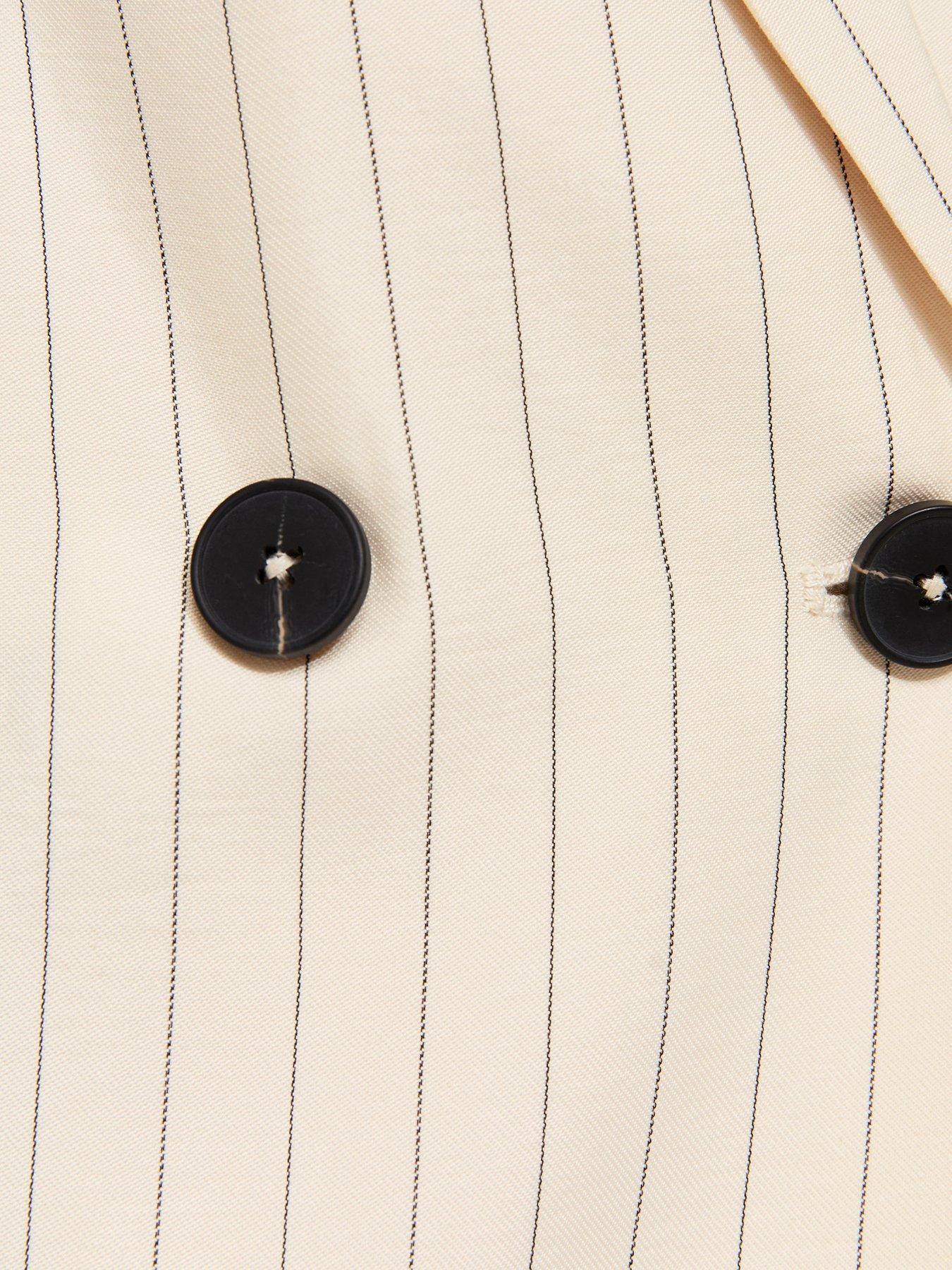 Image 5 of 5 of New Look White Pinstripe Double Breasted Blazer